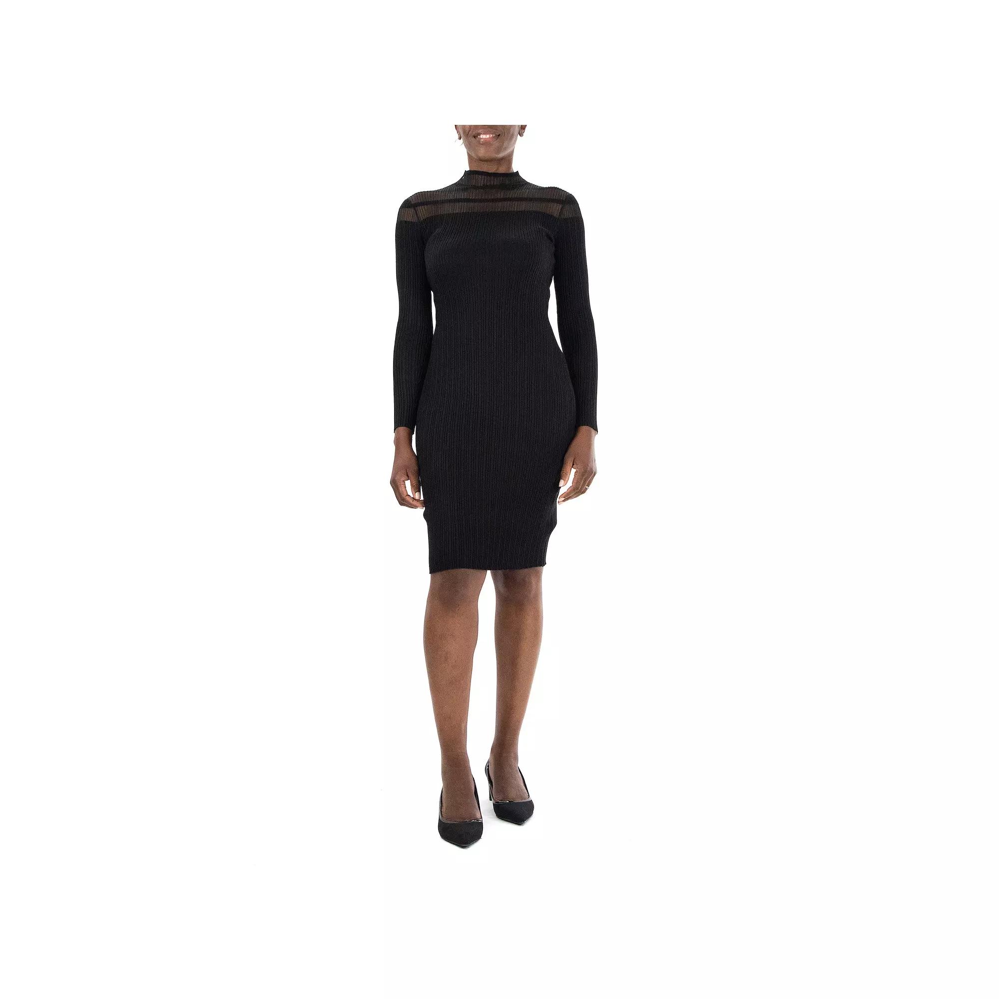 Women's Nina Leonard Mockneck Long Sleeve Midi Sweater Dress,  Product Image