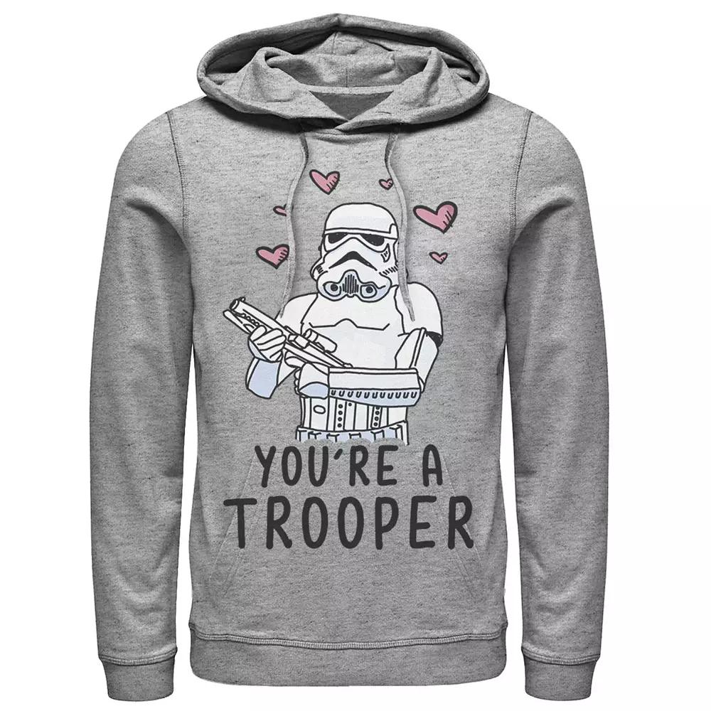 Men's Star Wars "You're A Trooper" Floating Hearts Hoodie, Size: Large, Athletic Grey Product Image