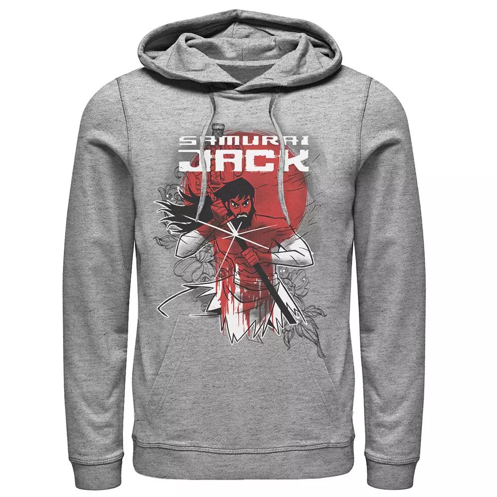Mens Cartoon Network Samurai Jack Wounded Warrior Fights Again Hoodie Athletic Grey Product Image