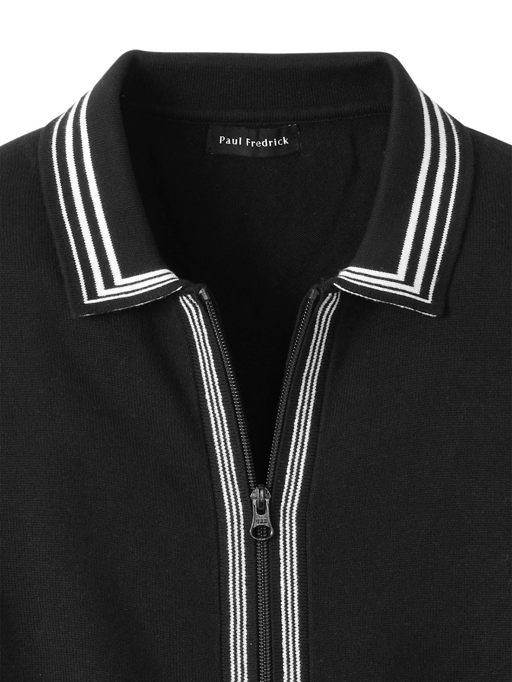 Cotton Full Zip Polo - Black Product Image