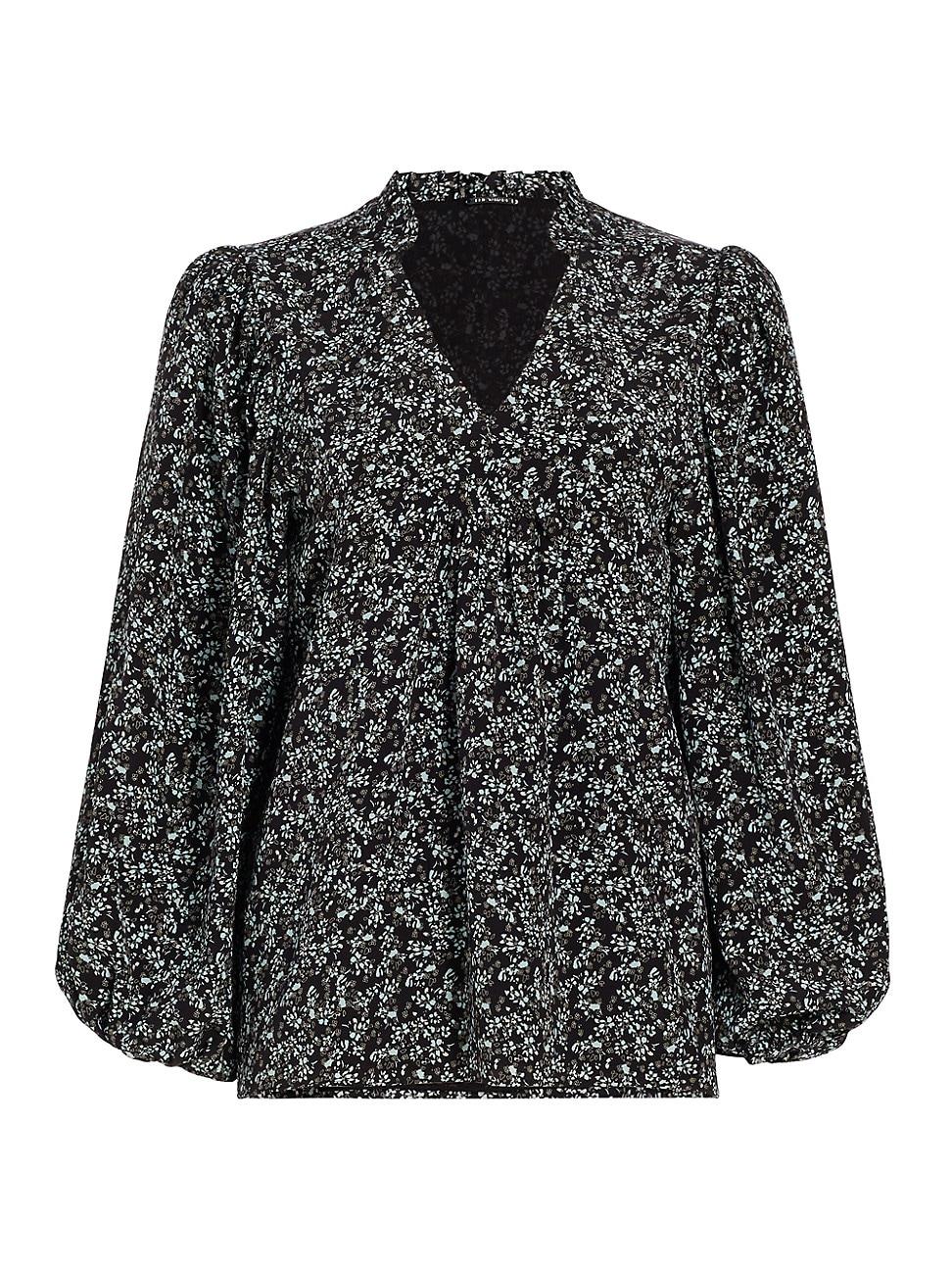 Womens Night Floral Silk Blouse Product Image