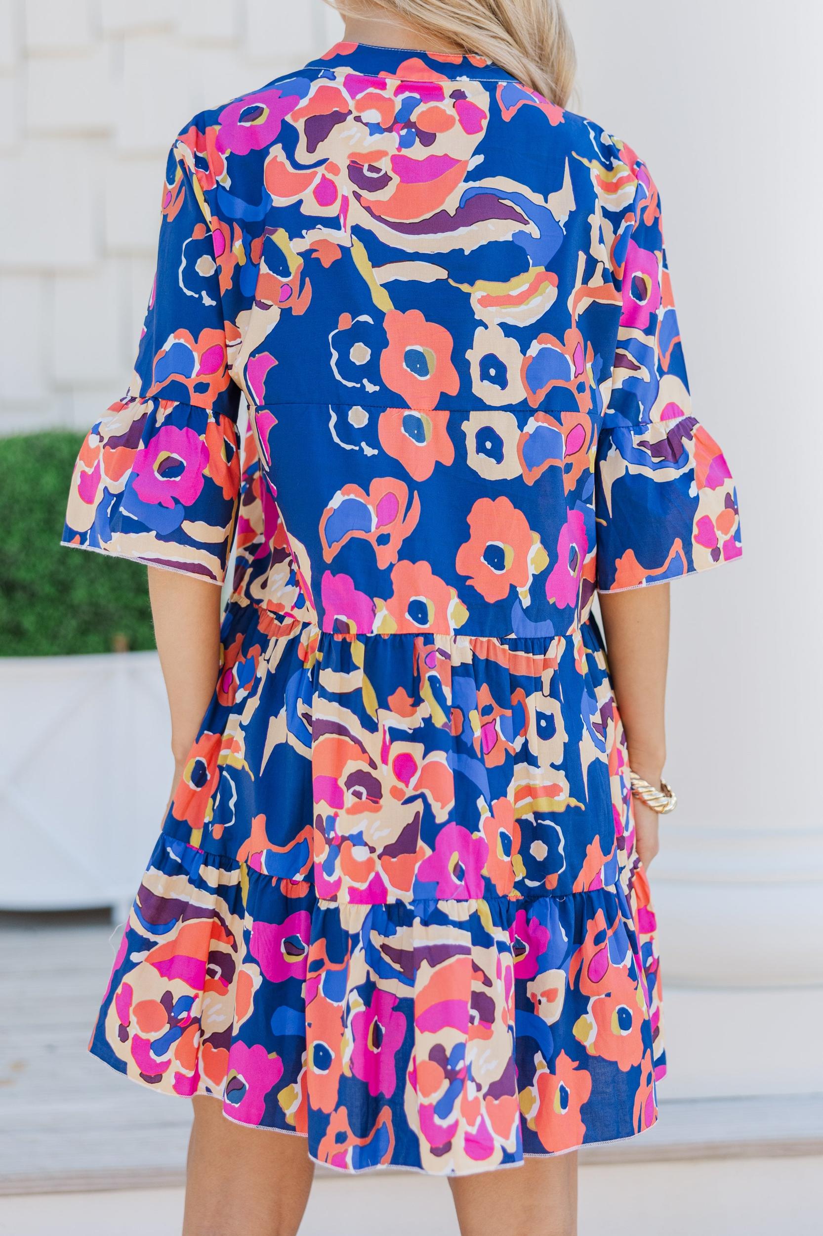 Feeling Like Love Navy Blue Floral Dress Female Product Image