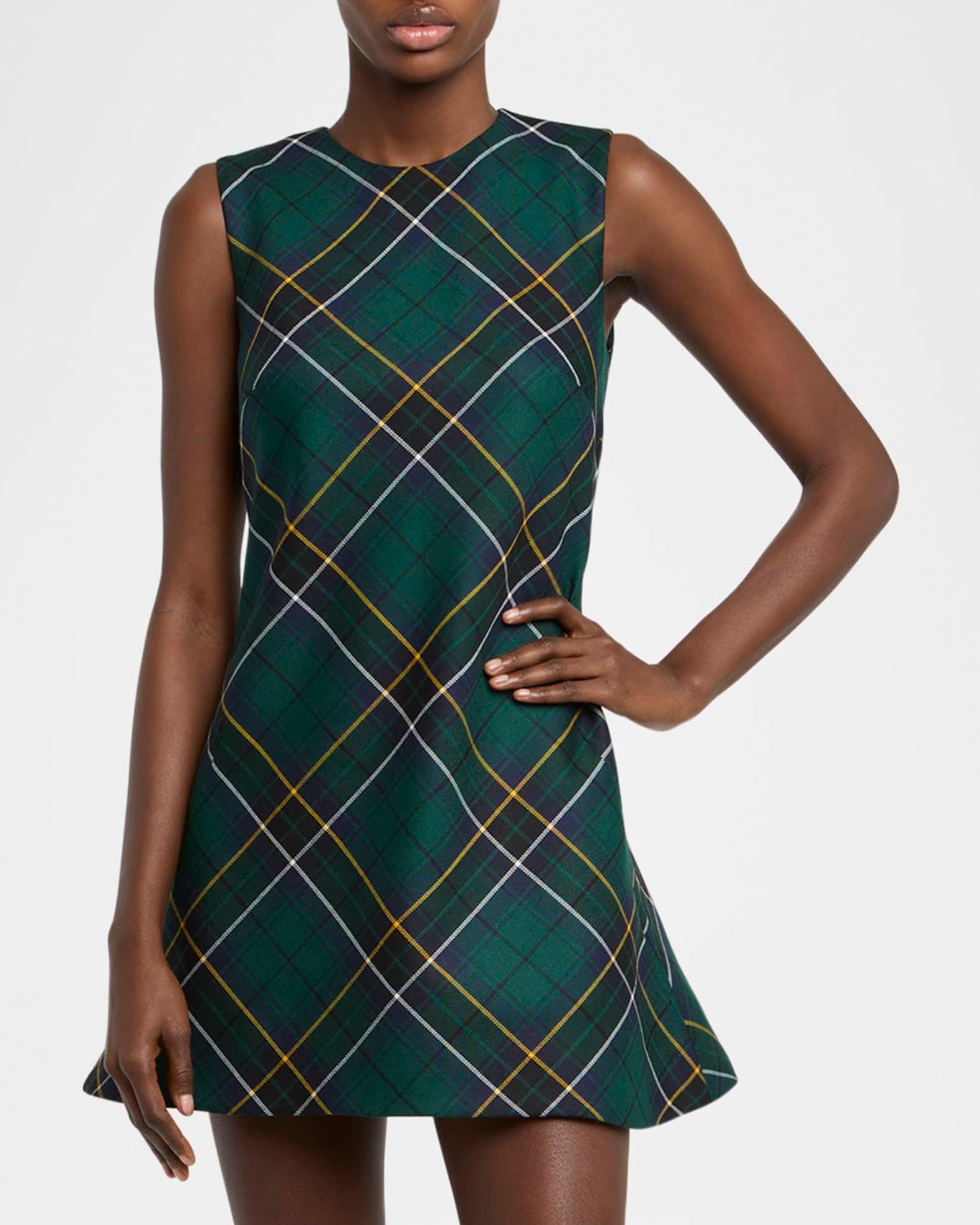 Tartan Sleeveless Flared Mini Dress Product Image