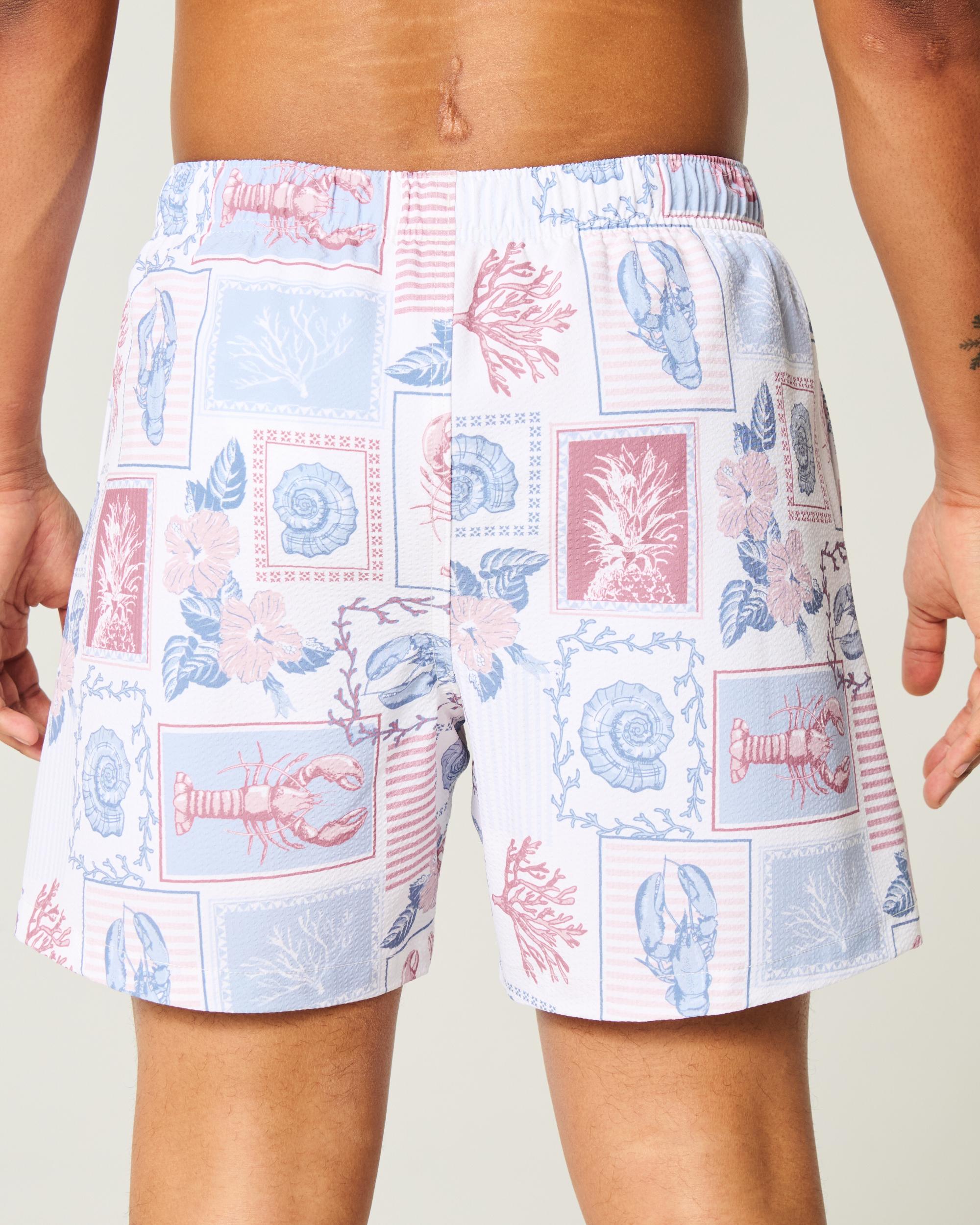 Mid-Thigh Seersucker Volley Swim Trunks Product Image