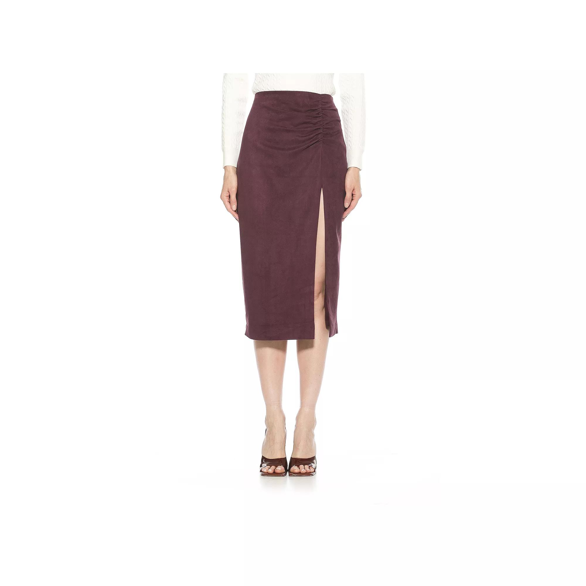 Women's ALEXIA ADMOR Zayla Suede Pencil Skirt with Ruching Detail,  Product Image