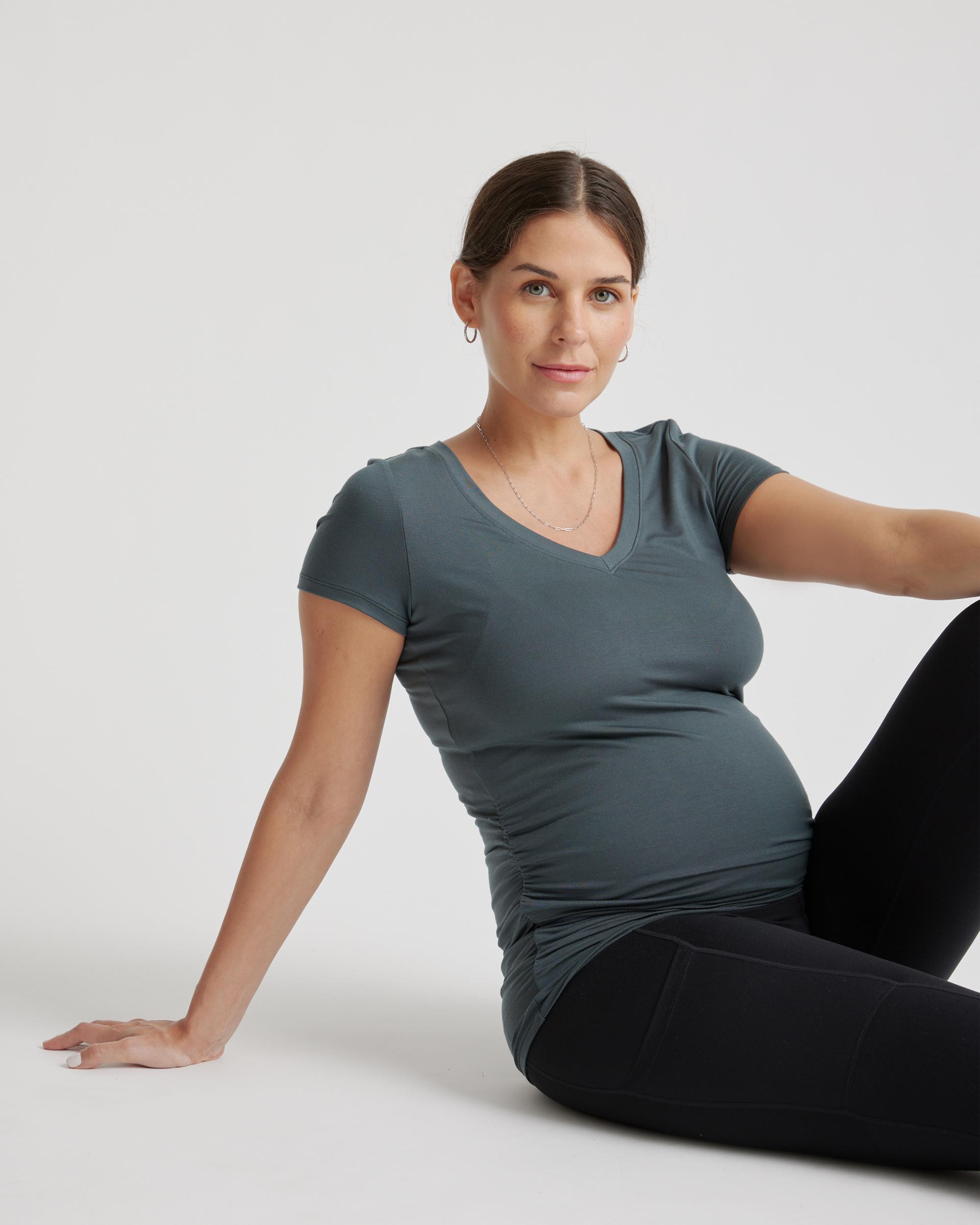 Quince | Women's Tencel Jersey Maternity Ruched T-Shirt 2-Pack Lenzing Modal Product Image