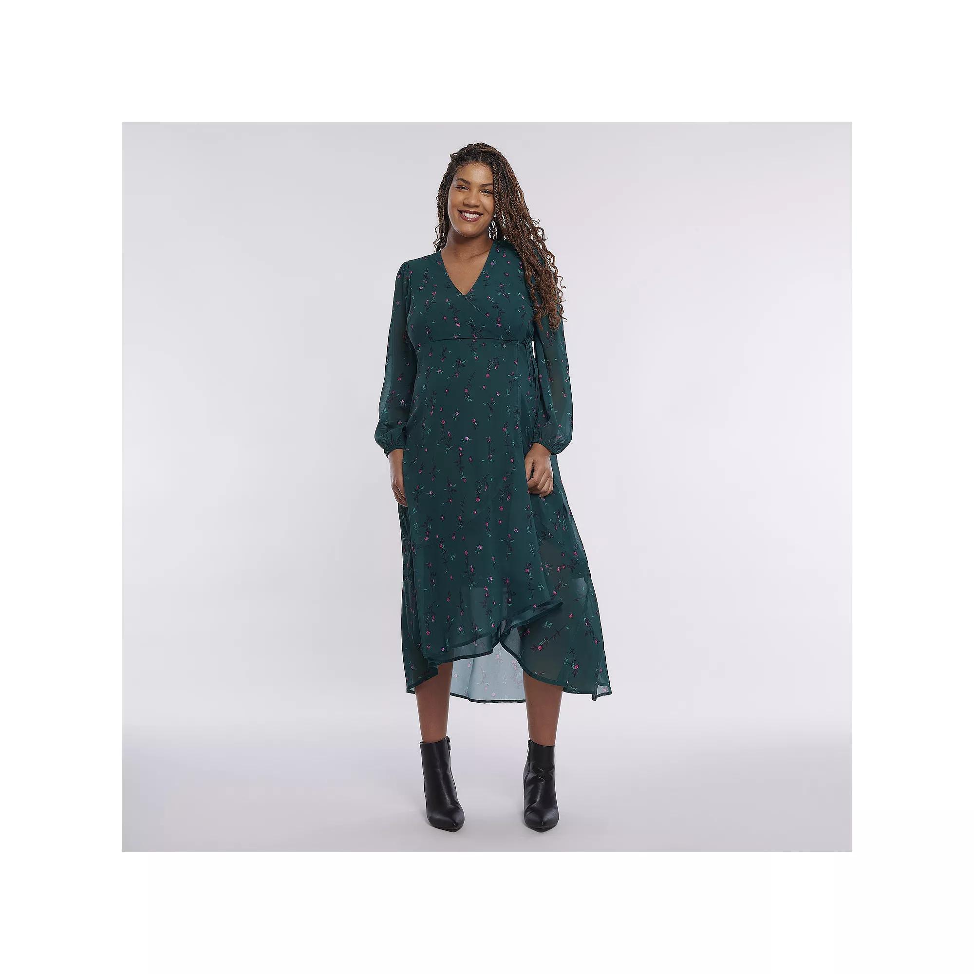 Maternity Motherhood® Woven Wrap Midi Dress, Women's,  Product Image