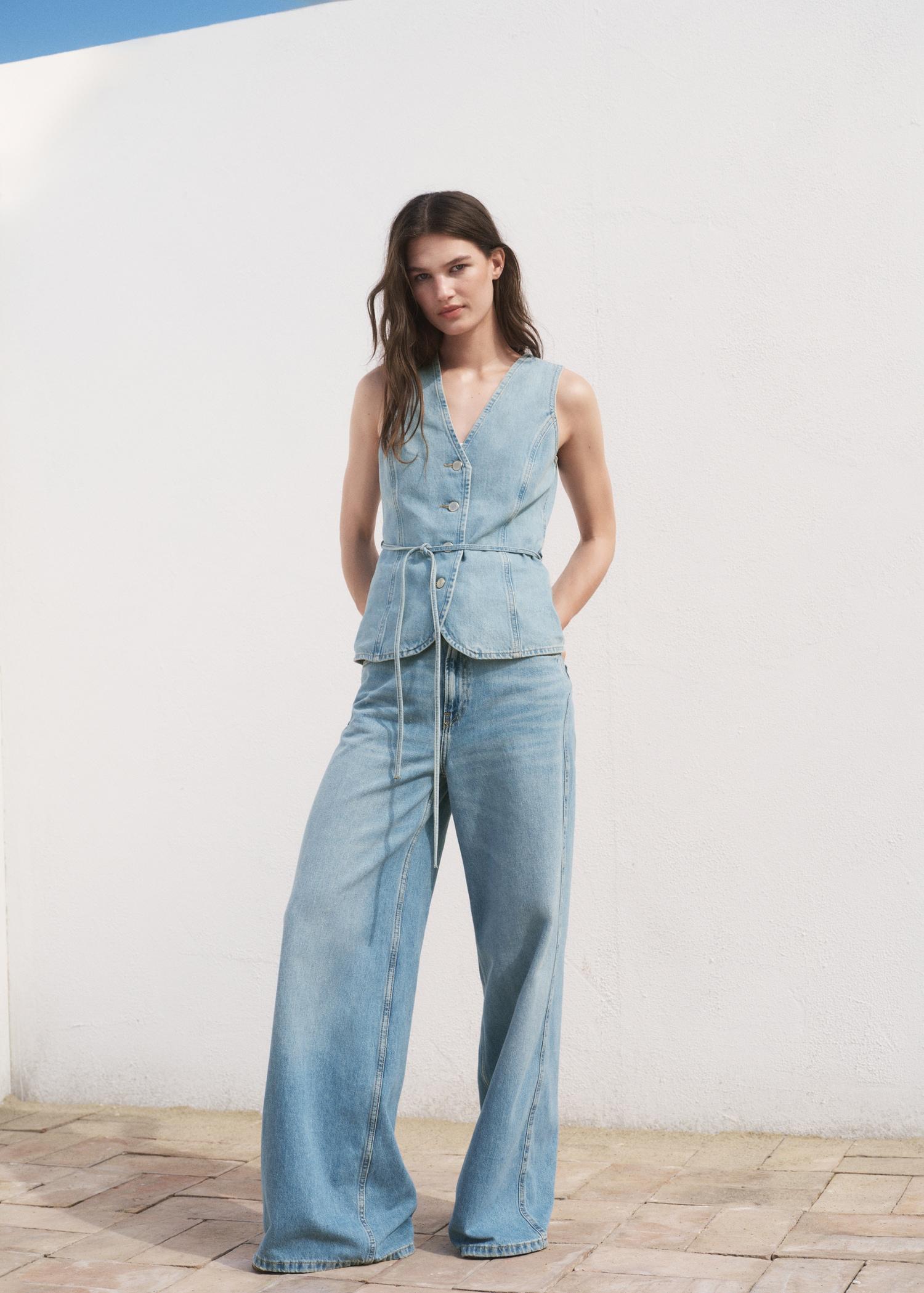 Buttoned denim gilet - Women | MANGO USA Product Image