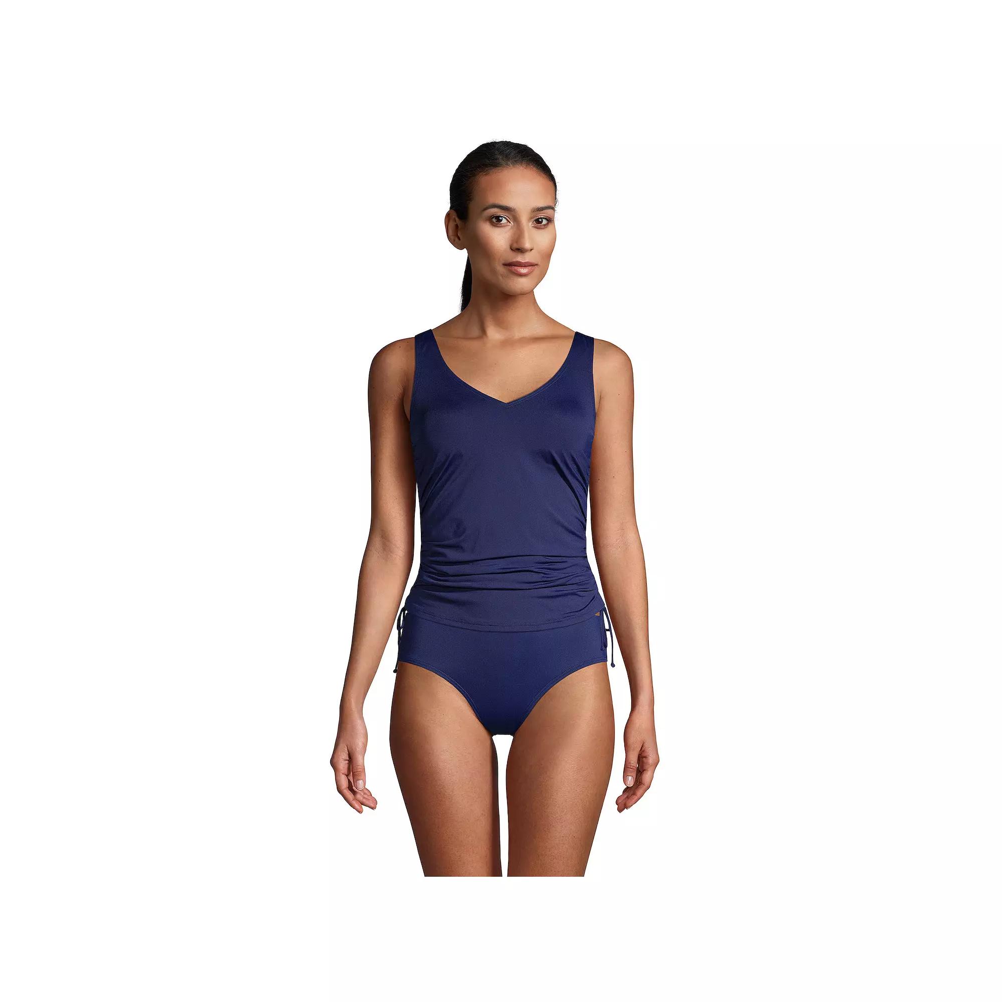 Women's Lands' End Ruched-Sides V-Neck UPF 50 Tankini Swimsuit Top,  Product Image