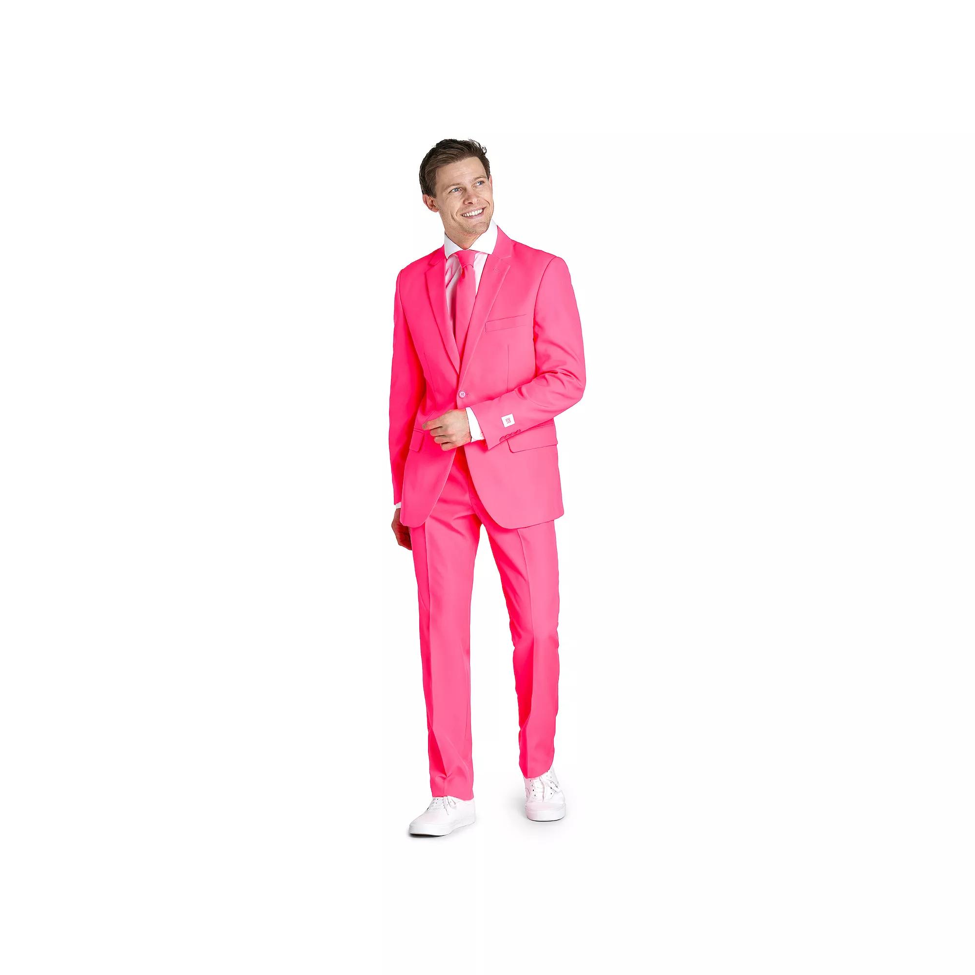 Men's OppoSuits Slim-Fit Solid Suit & Tie Set, Size: 36 - Regular, Neon Pink Product Image