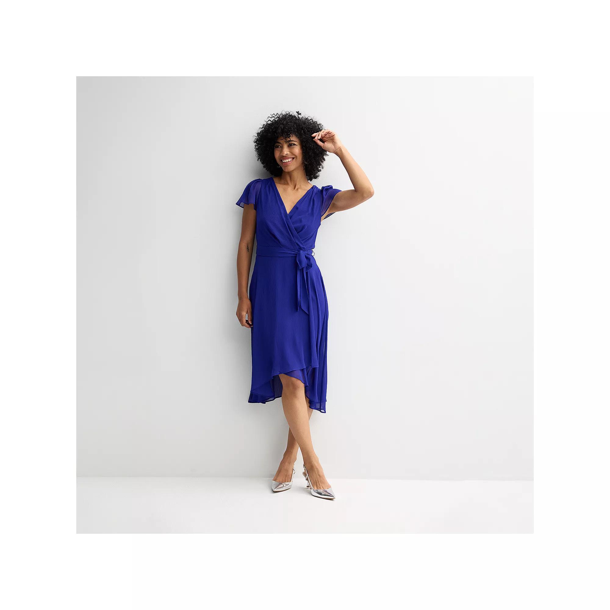 Women's Harper Rose Short Sleeve Crinkle Chiffon Wrap Dress, Size: 2, Ultramarine Product Image