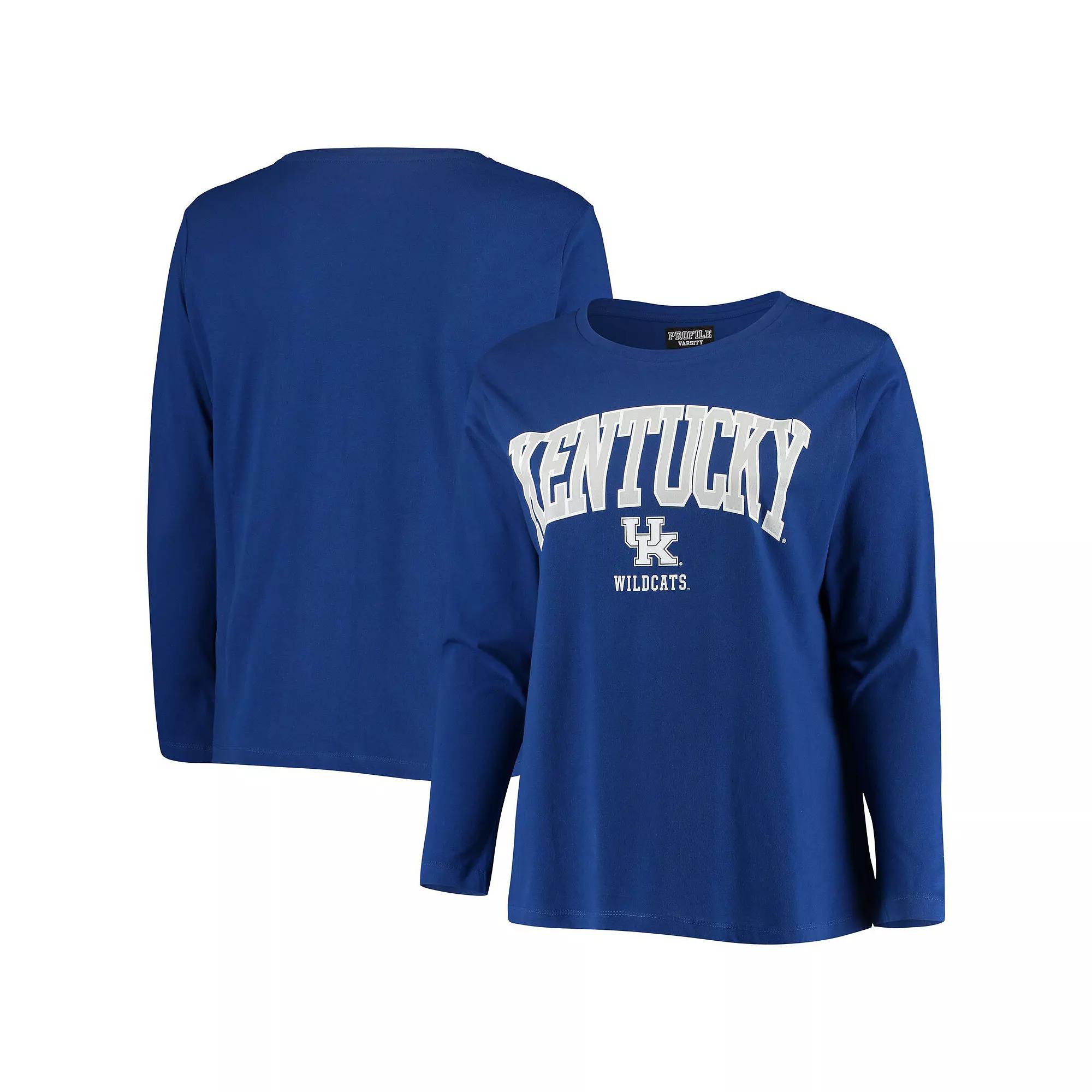 Women's Royal Kentucky Wildcats Plus Size Logo Long Sleeve T-Shirt, Size: 1XL, Blue Product Image