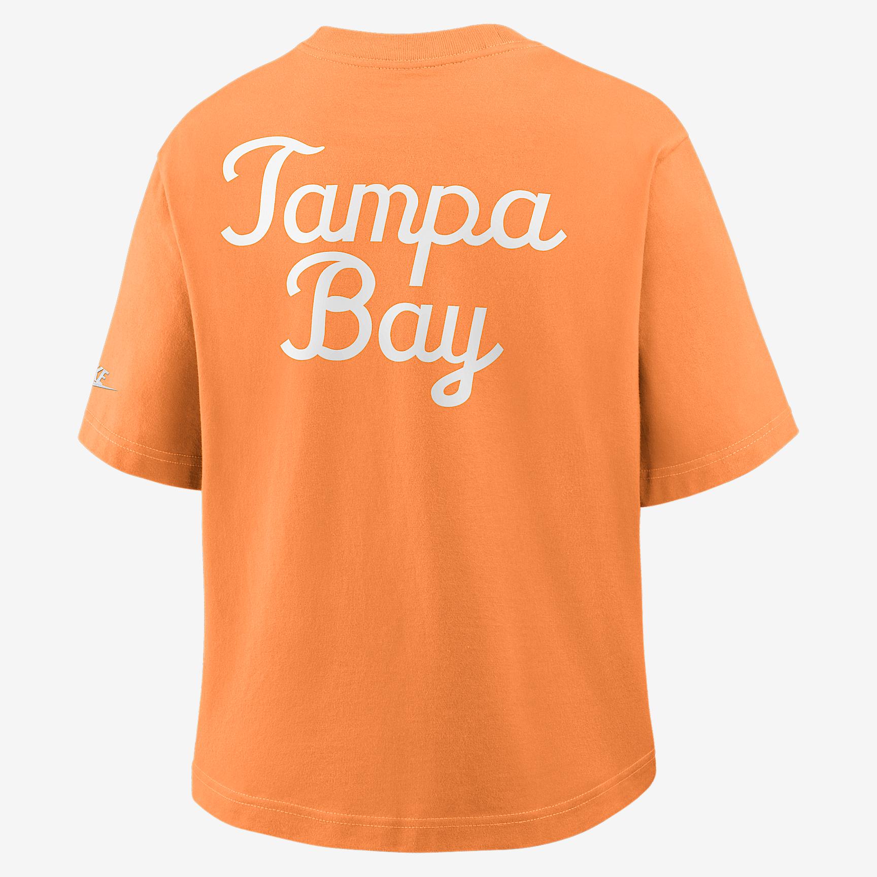 Tampa Bay Buccaneers Rewind Pocket Boxy Nike Womens NFL T-Shirt | 11CM83T9YV-WZ9 Product Image