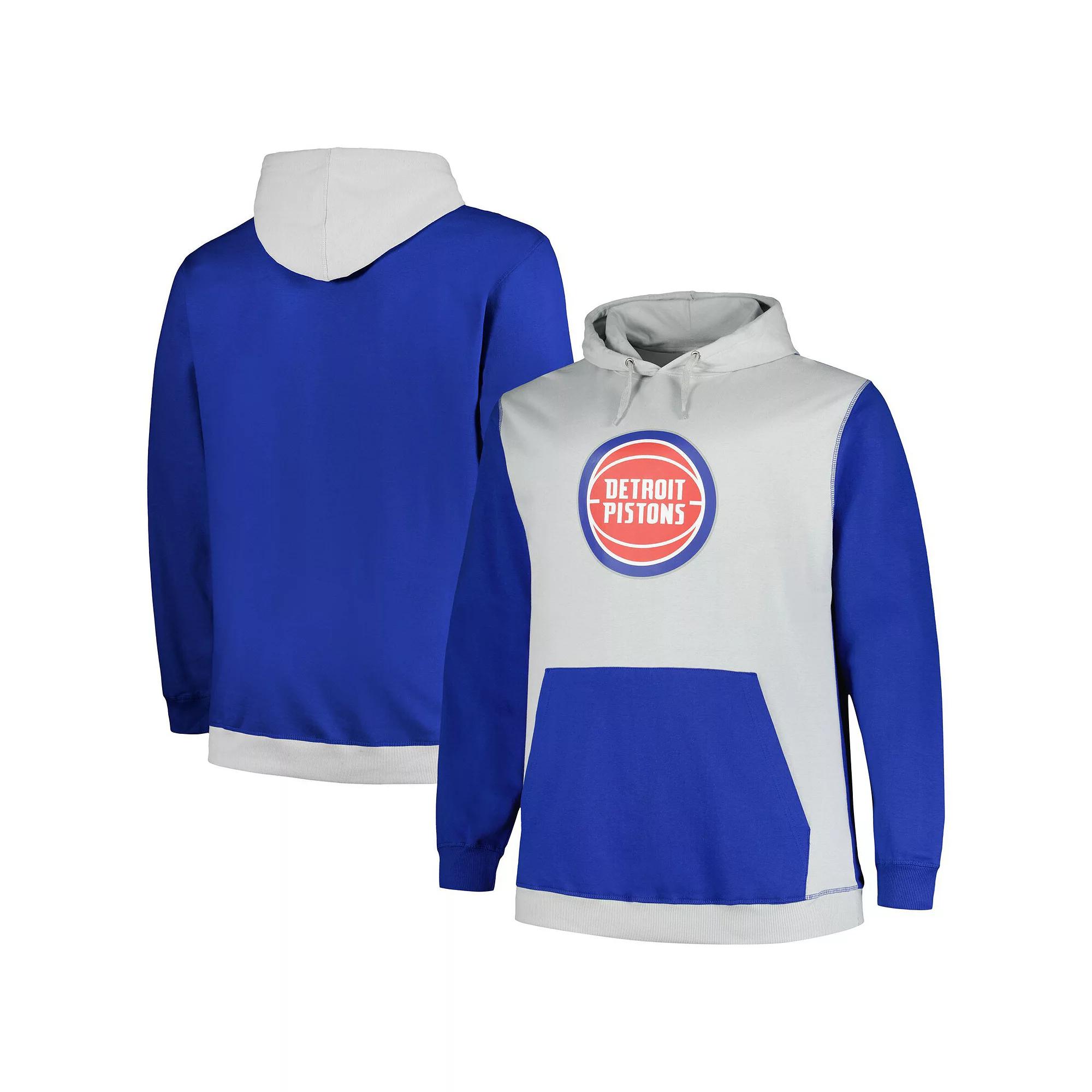 Men's Fanatics Branded  Blue/Silver Detroit Pistons Big & Tall Primary Arctic Pullover Hoodie, Size: XLT, Pis Blue Product Image