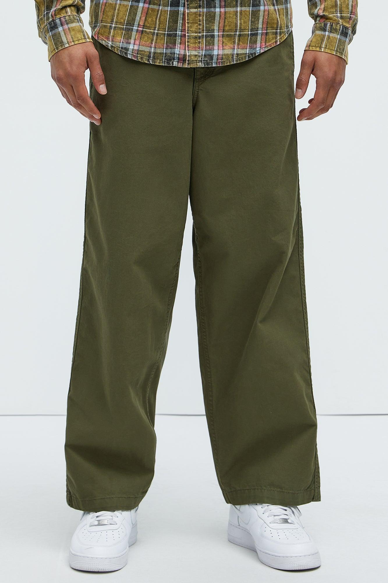 Barkley Belted Baggy Pants - Olive Product Image