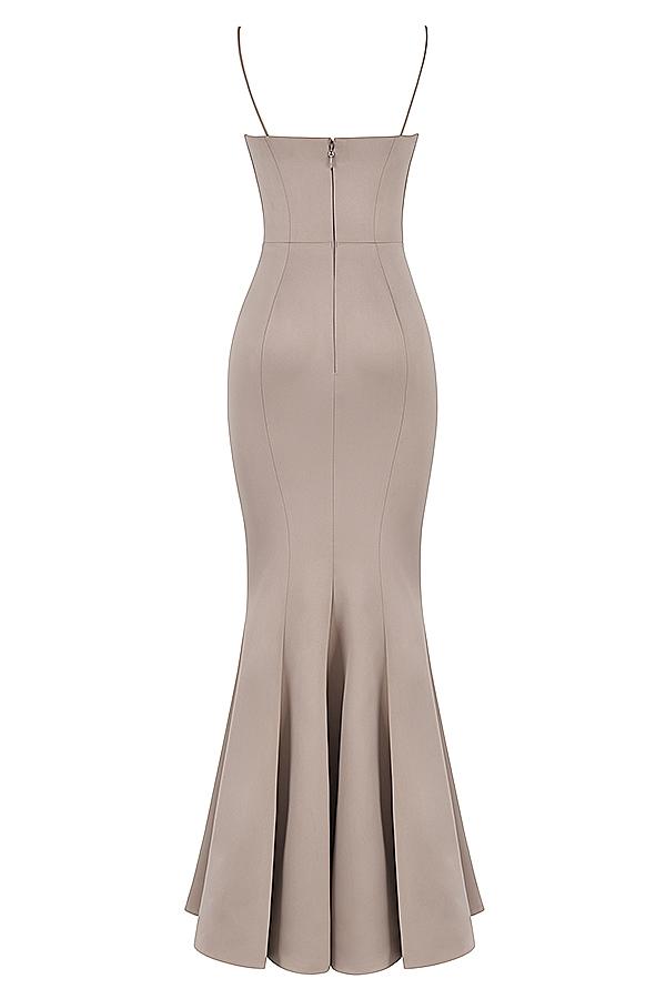 Violette  mushroom satin fishtail gown Product Image