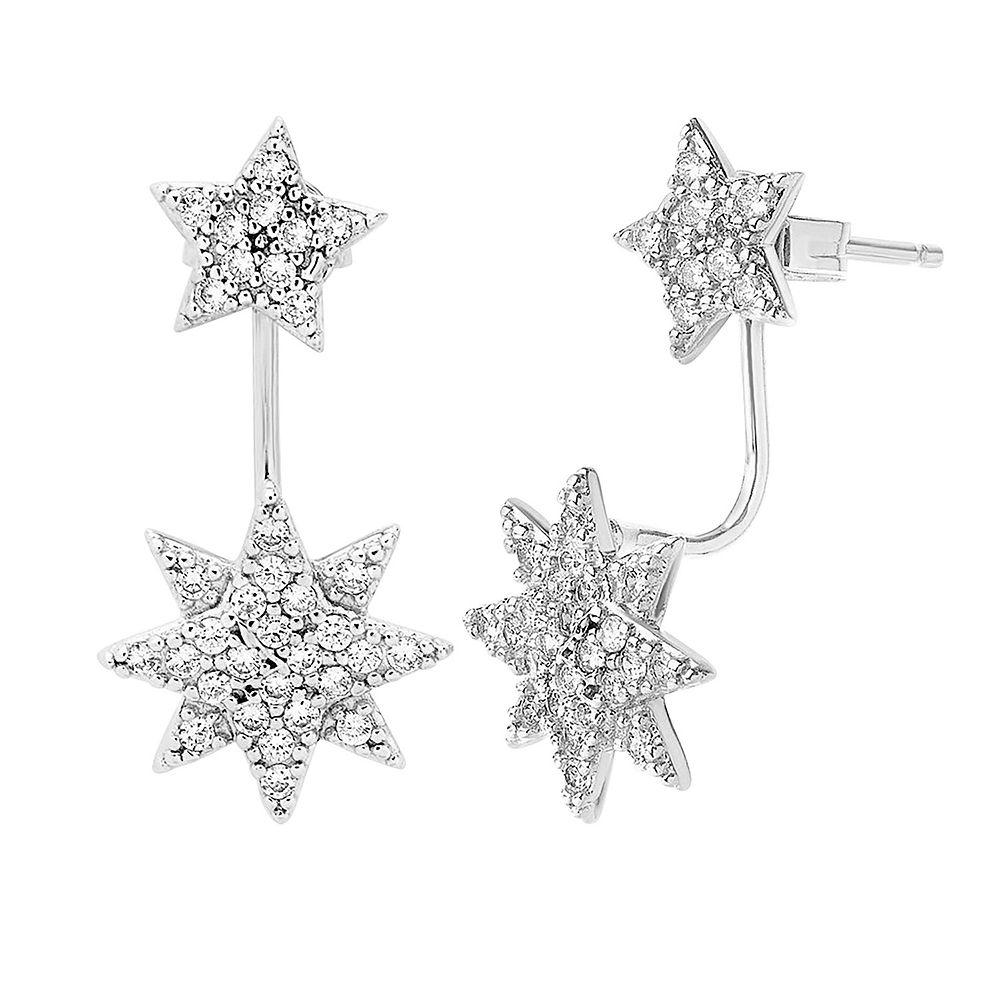 MC Collective CZ Starburst Jacket Earrings, Women's, Silver Tone Product Image