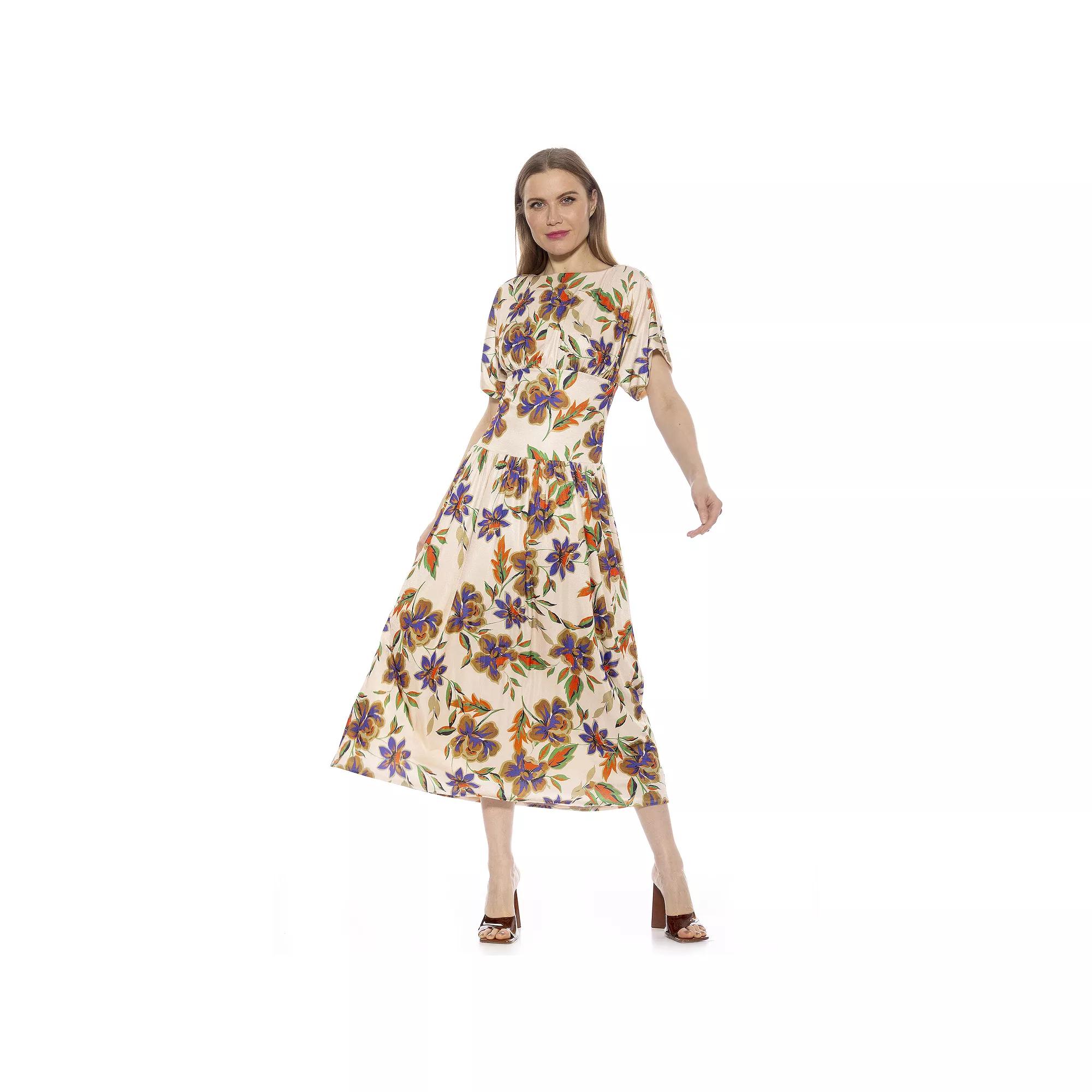 Women's ALEXIA ADMOR Luna Draped Dolman Sleeve Tea Length Dress,  Product Image