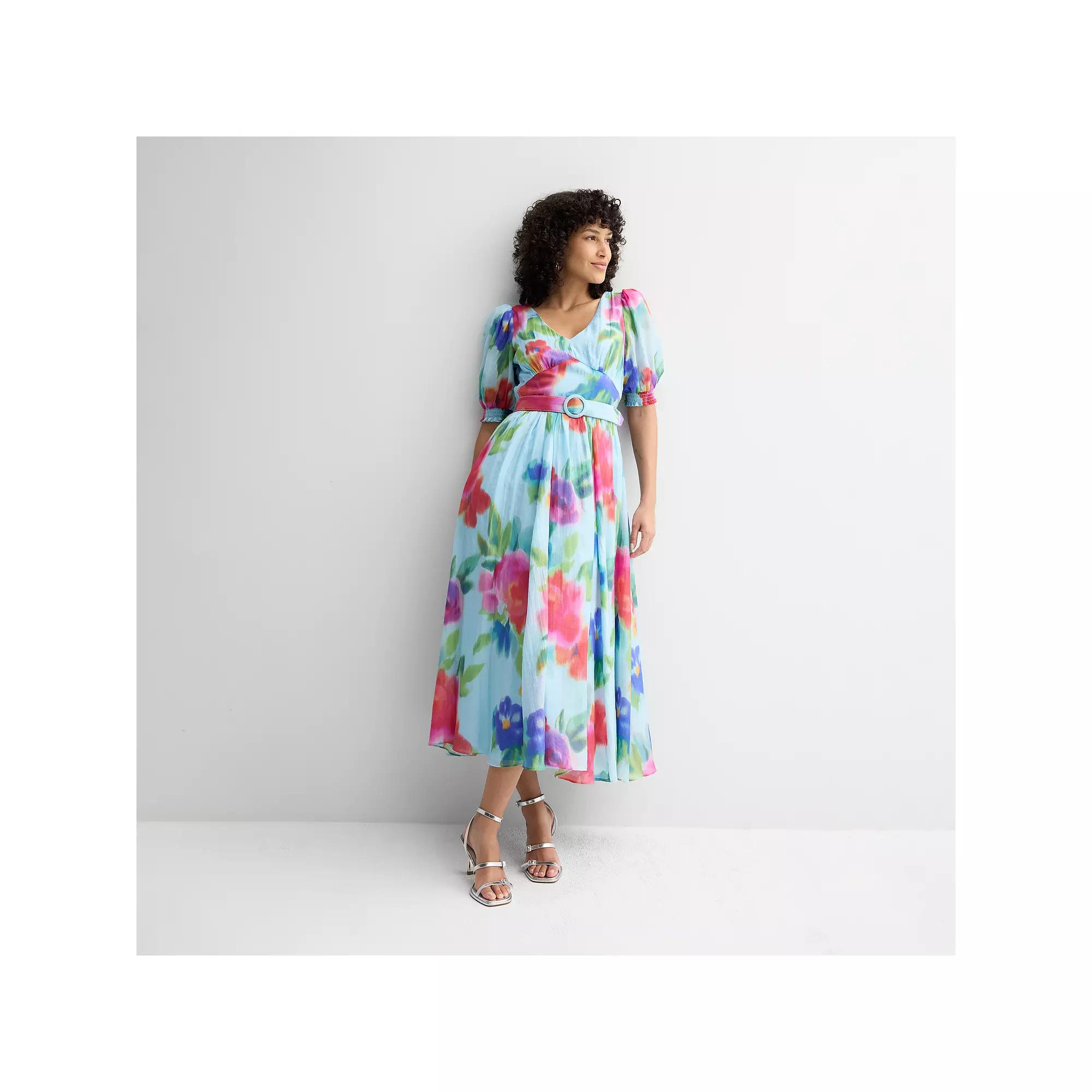 Women's Taylor Puff Sleeve Fit & Flare Dress, Size: 8, Blue Rose Product Image