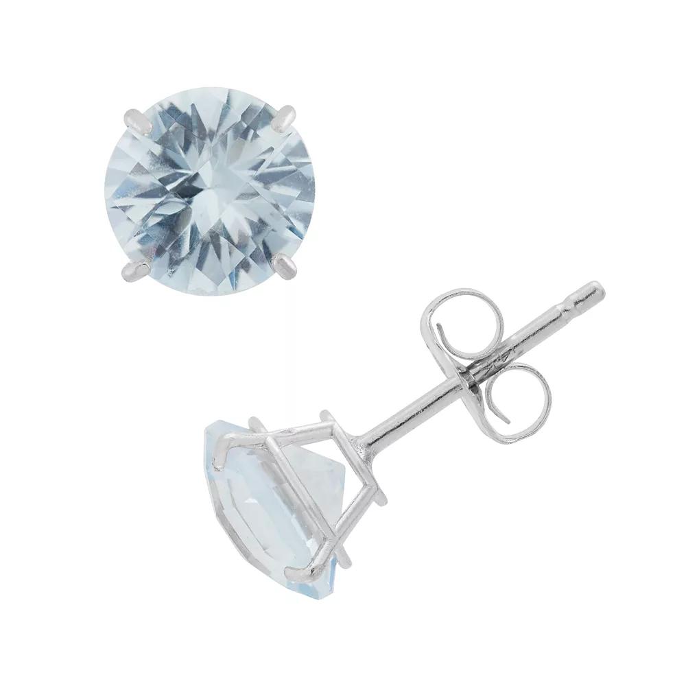 Designs by Gioelli Lab-Created Aquamarine 10k Gold Stud Earrings, Women's, Blue Product Image