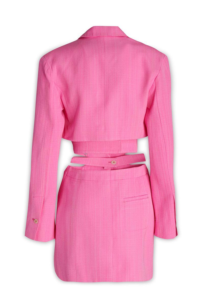 JACQUEMUS Bari Cutout Single-breasted Mini Blazer Dress In Pink Product Image