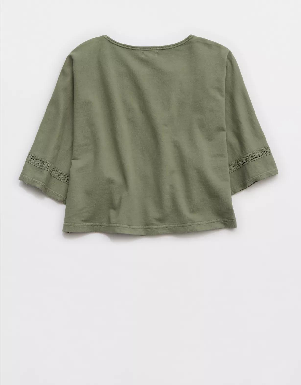 Aerie Short Sleeve Crochet Cardigan Product Image