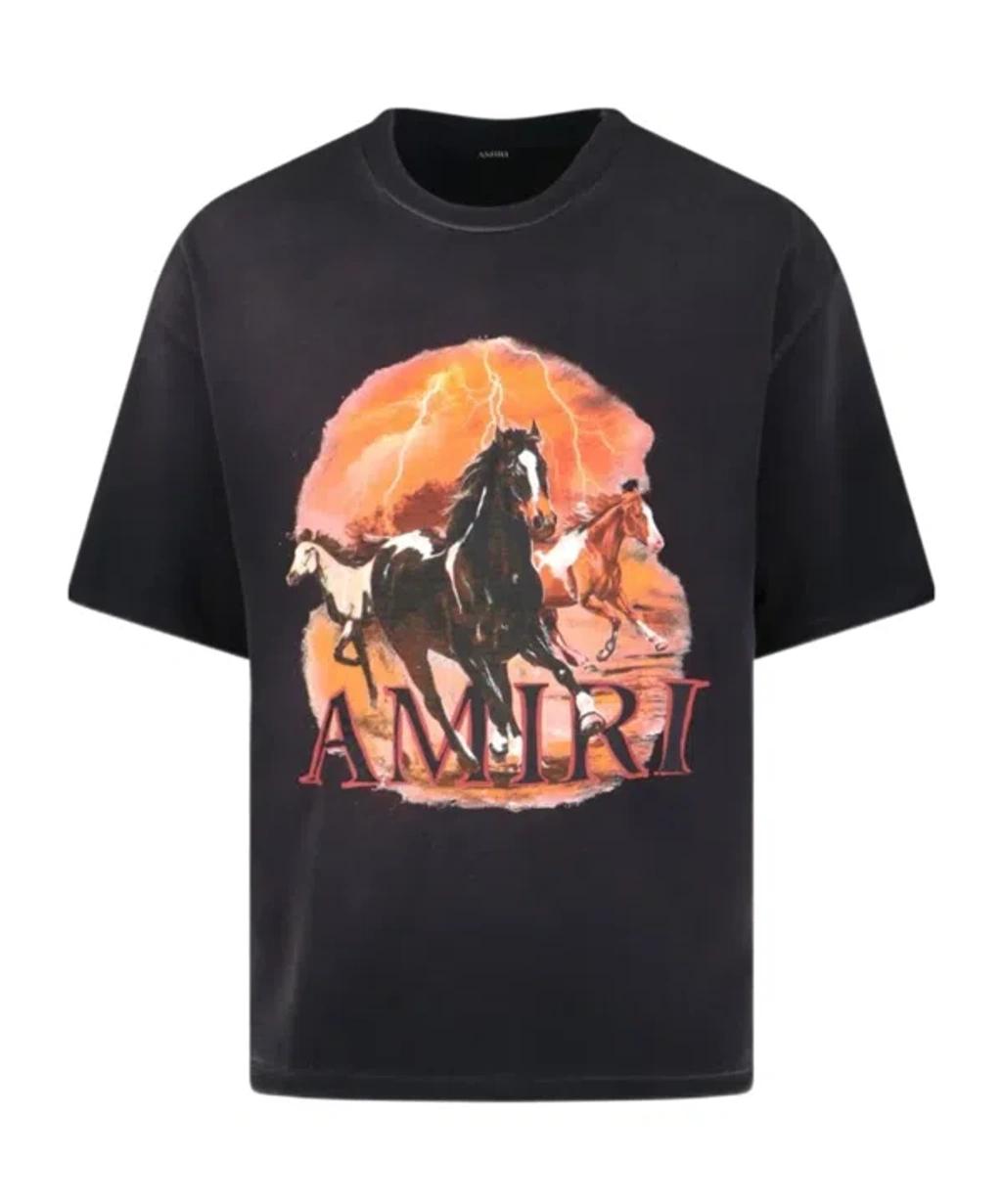 AMIRI Graphic Print Oversized Crewneck T-shirt Shirt In Black Product Image