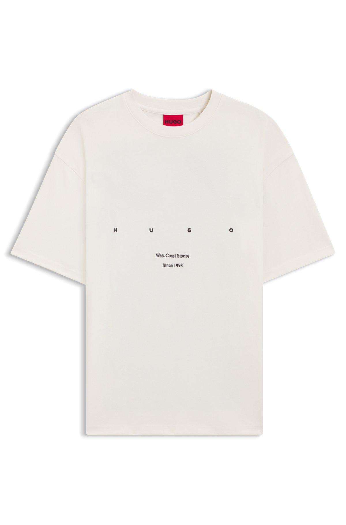 HUGO - Cotton-jersey T-shirt with LA artwork - White Product Image