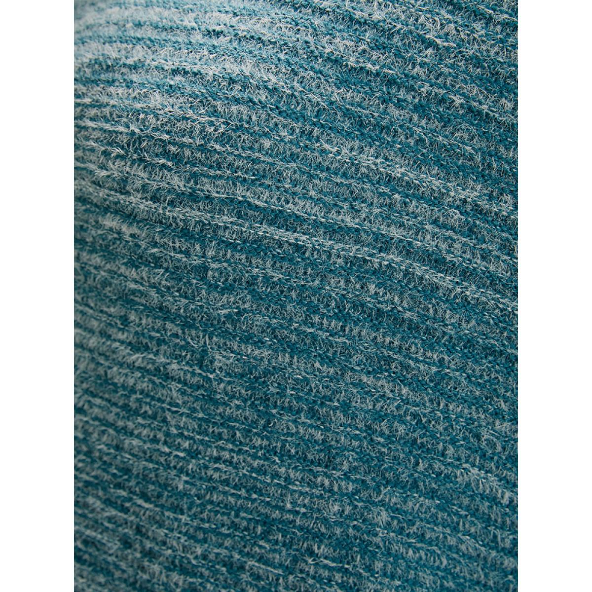 Plus Size Solid Pointelle Knit Split Hem Funnel Neck Fluffy Knit Top Aegean Women Elegant Oversized Long Sleeve Lapel Collar Dailywear Pullovers BloomChic 14-16/1X Product Image