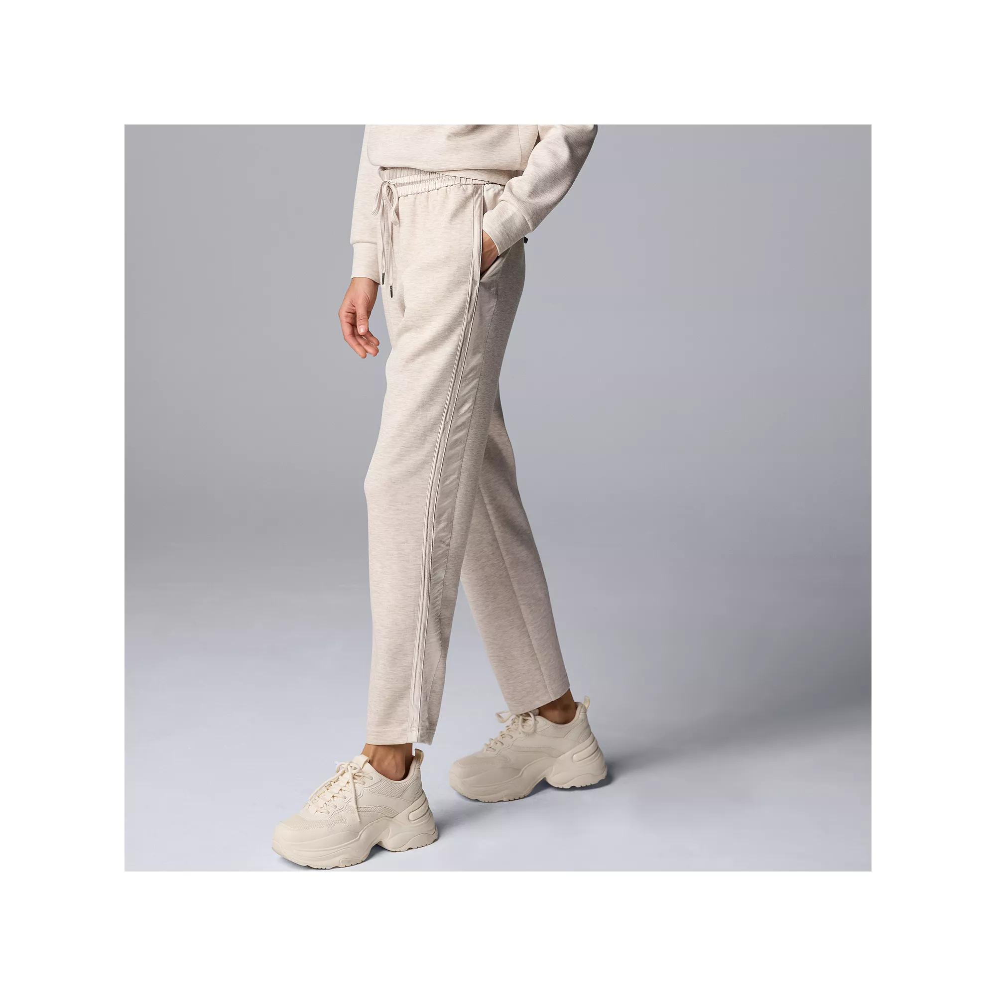 Women's Simply Vera Vera Wang Mixed Media Tapered Pants, Size: XL, Fossil Grey Product Image