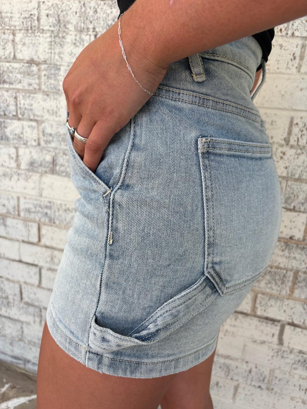 Risen High Rise Light Wash Shorts Product Image