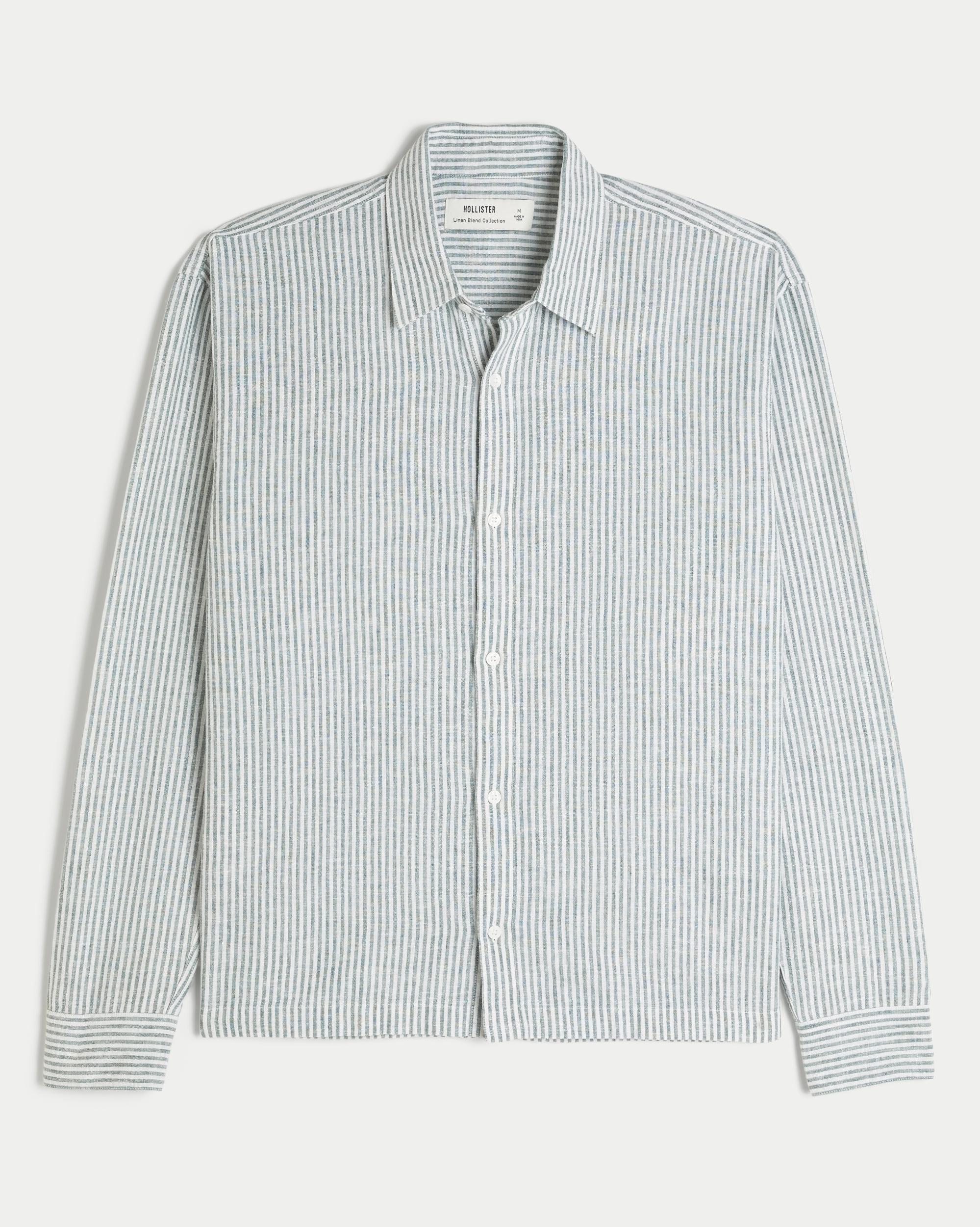 Linen-Blend Button-Through Shirt Product Image