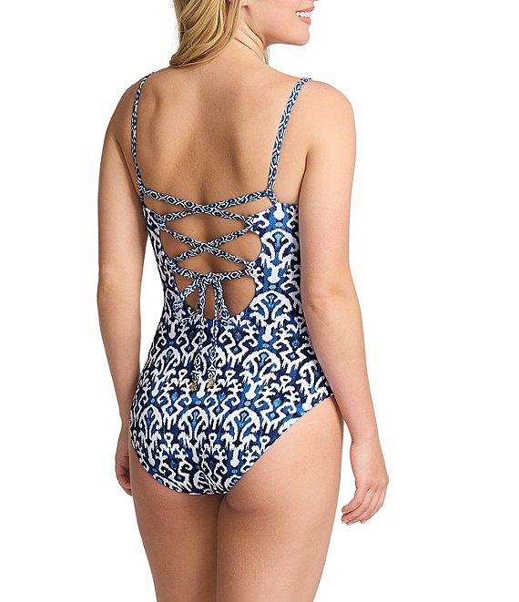 Tommy Bahama Island Cays Blooms Scoop Neck Floral Reversible One Piece Swimsuit Product Image