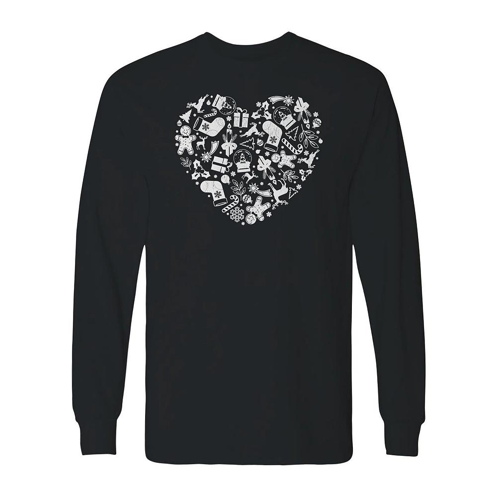 Men's Christmas Heart Long Sleeve Graphic Tee, Adult Unisex,  Product Image