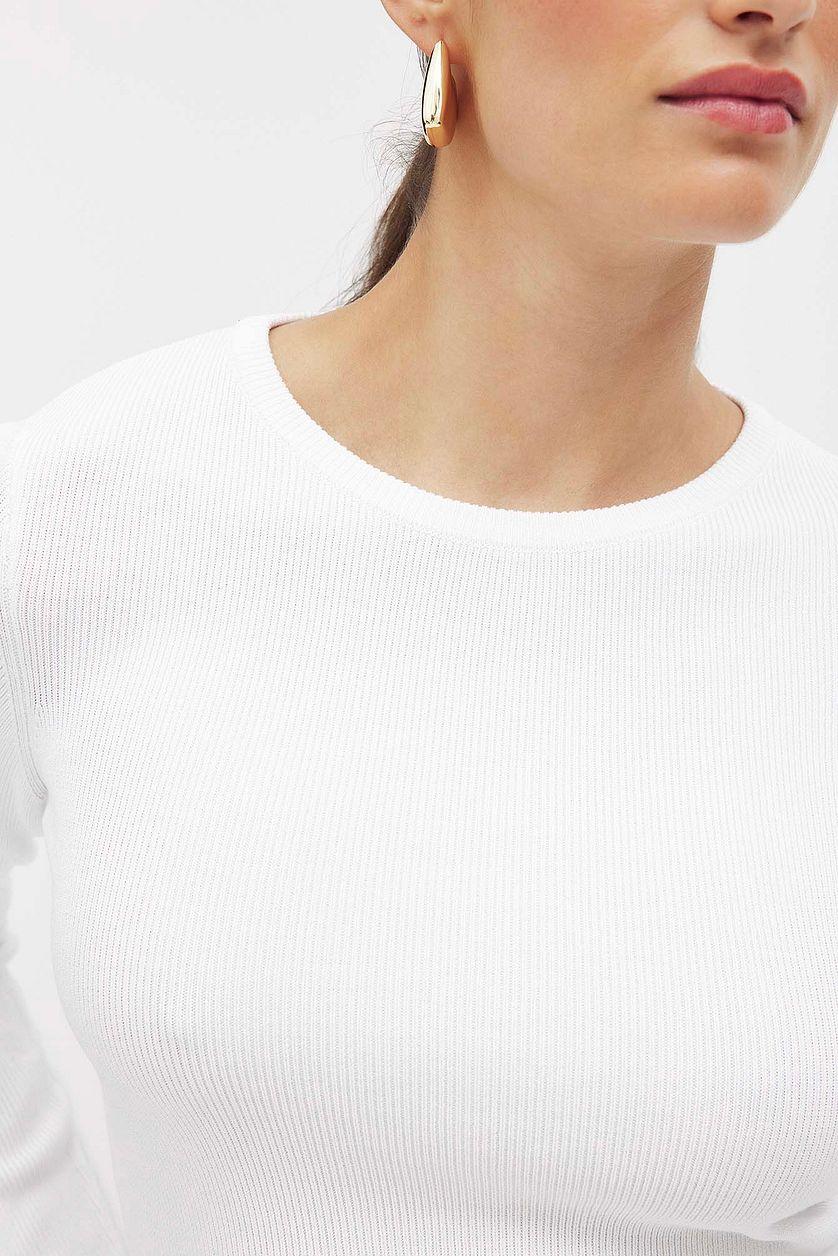 Ribbed Knitted Round Neck Top Product Image