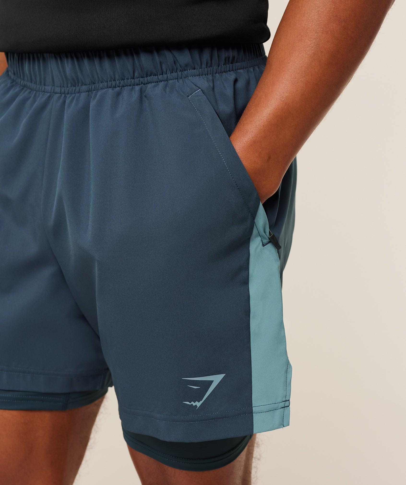 Gymshark Sport 5" 2 in 1 Shorts - Stealth Blue/Storm Blue Male Product Image