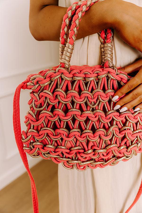 Oceanside Bliss Woven Purse in Coral Product Image