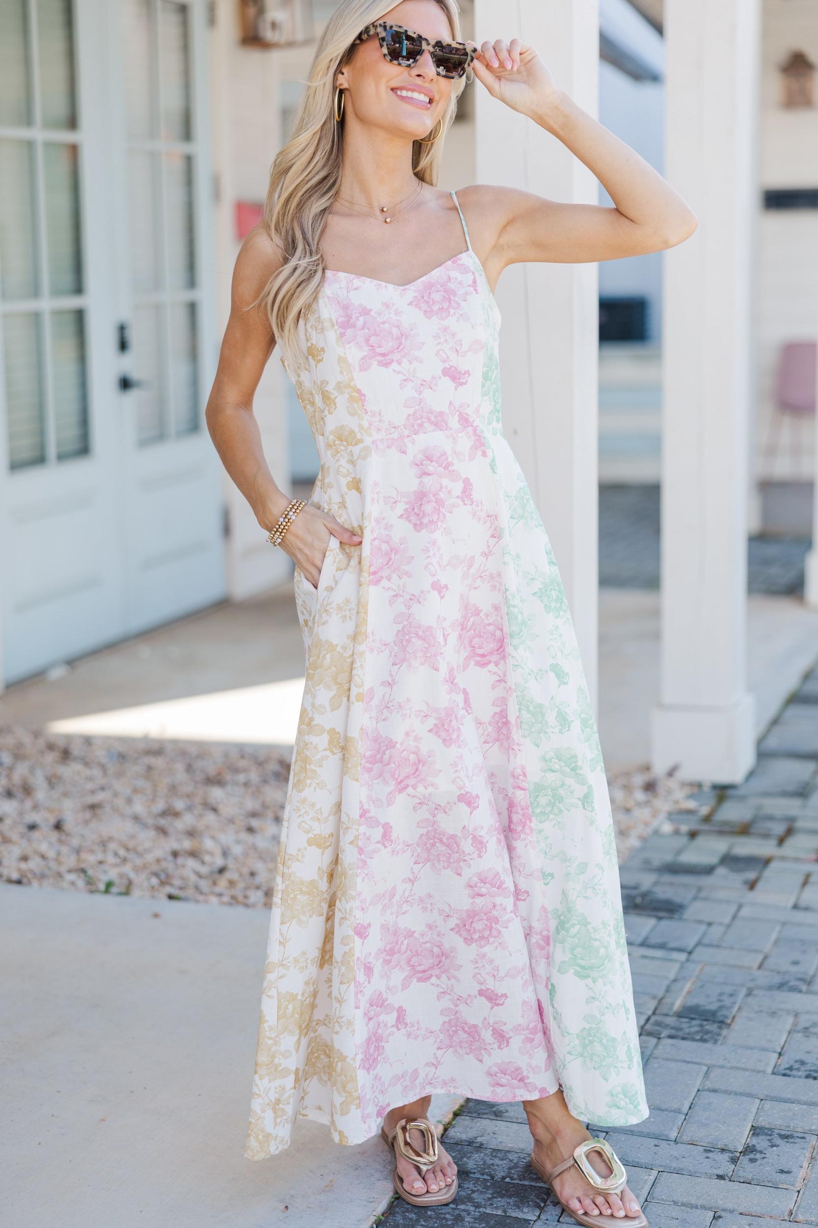 For The Joy Pink Floral Midi Dress Female Product Image