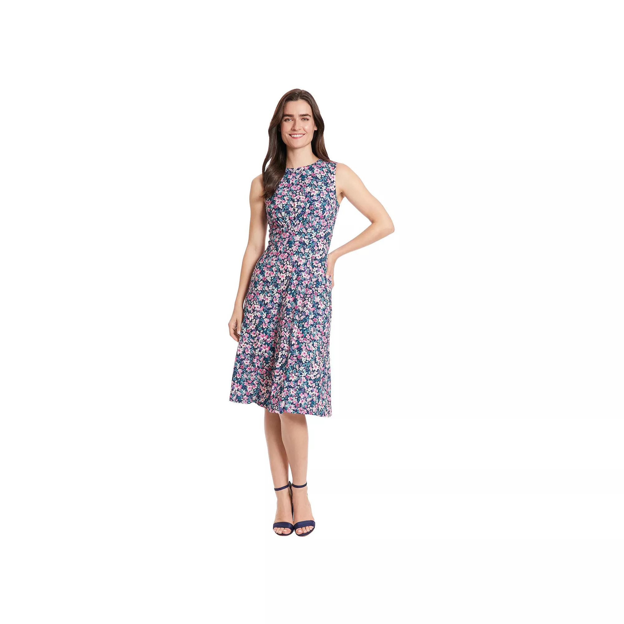 Women's London Times Inset Waist Print Midi Dress,  Product Image