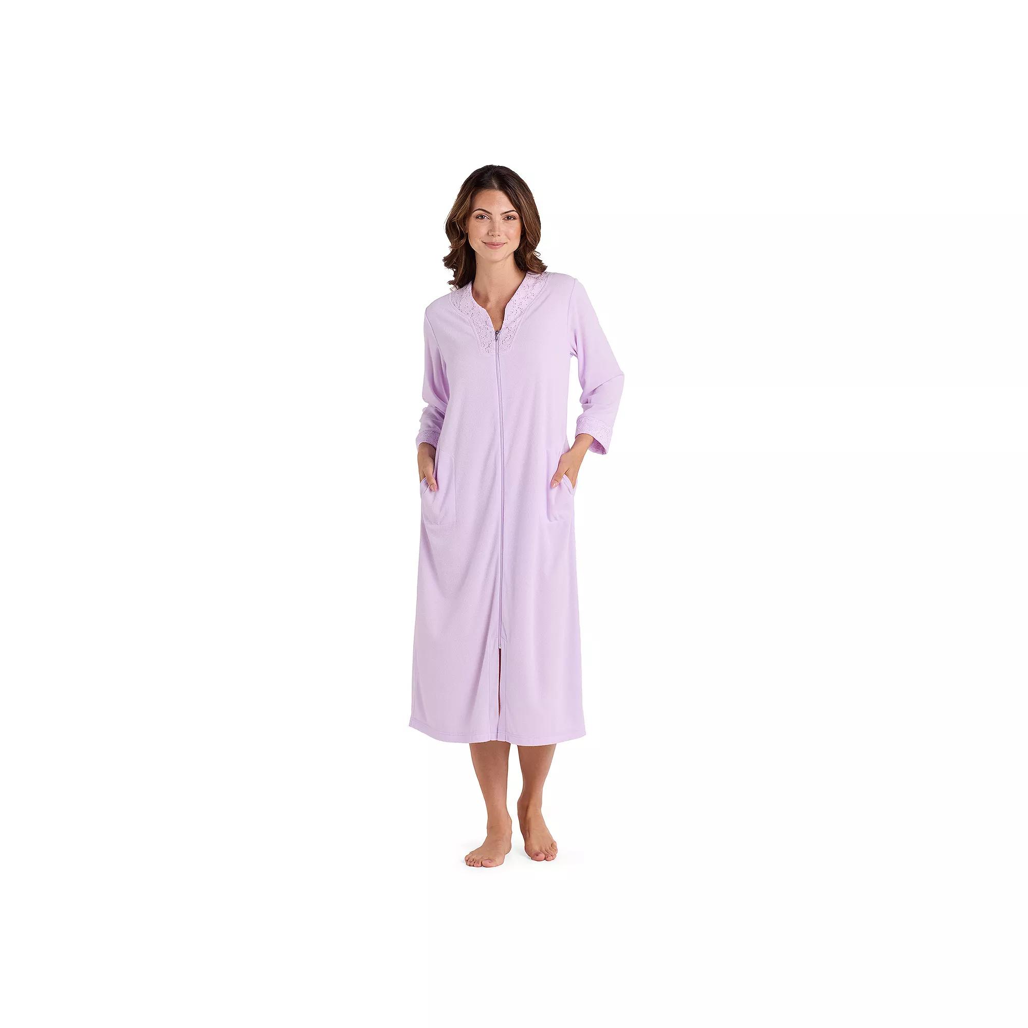 Petite Miss Elaine Essentials Terry Long Zip Robe, Women's,  Product Image