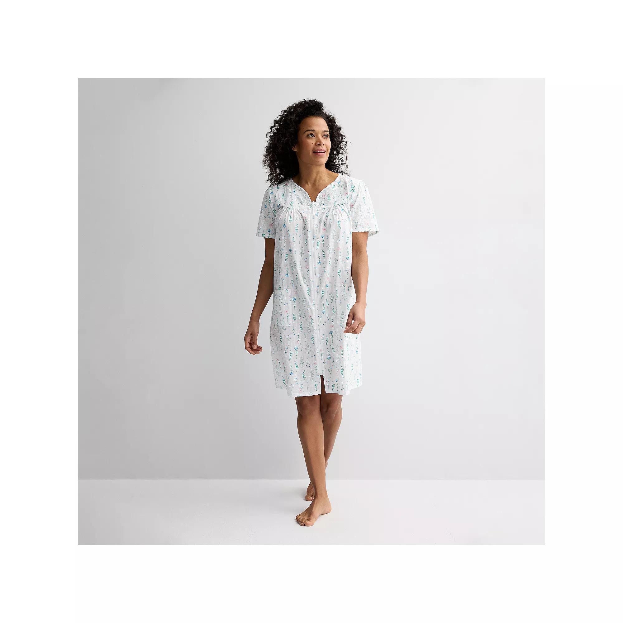Petite Croft & Barrow® Woven Zip Sleep Robe, Women's,  Product Image