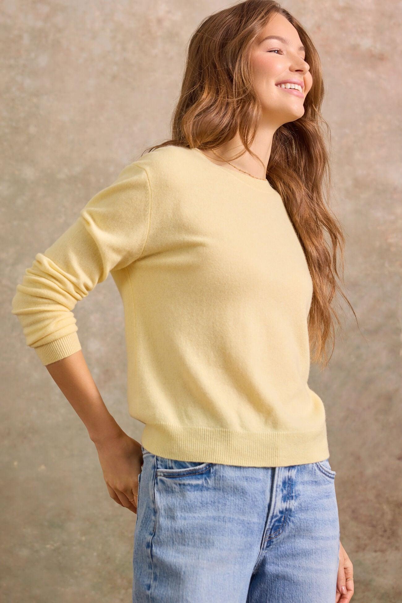 Marigold Cashmere Crew Neck Sweater Product Image
