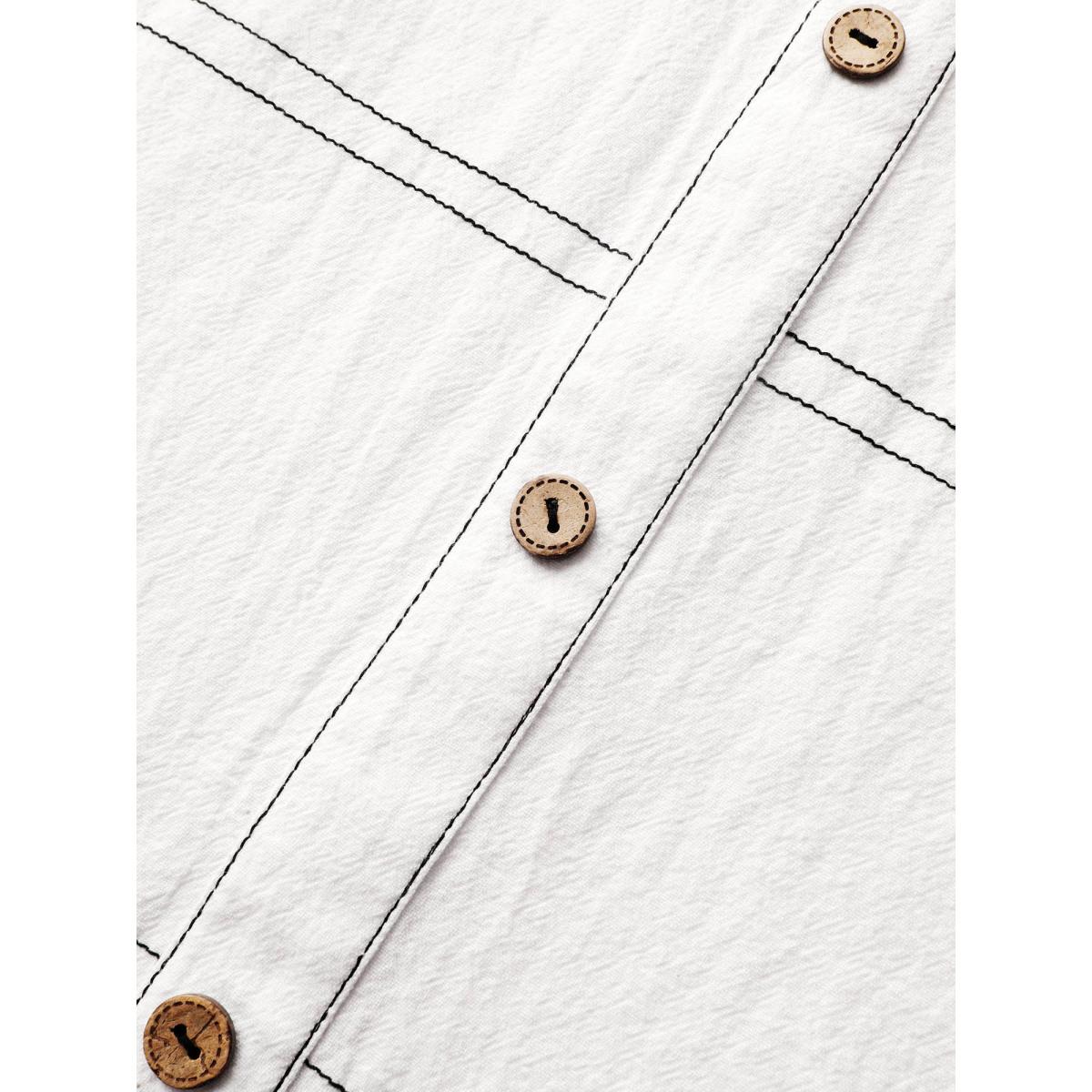 Plus Size Hollow Front Button Detail Flare Maxi Dress Originalwhite Women Resort Topstitching V-neck Sleeveless Curvy BloomChic 30/6X Product Image