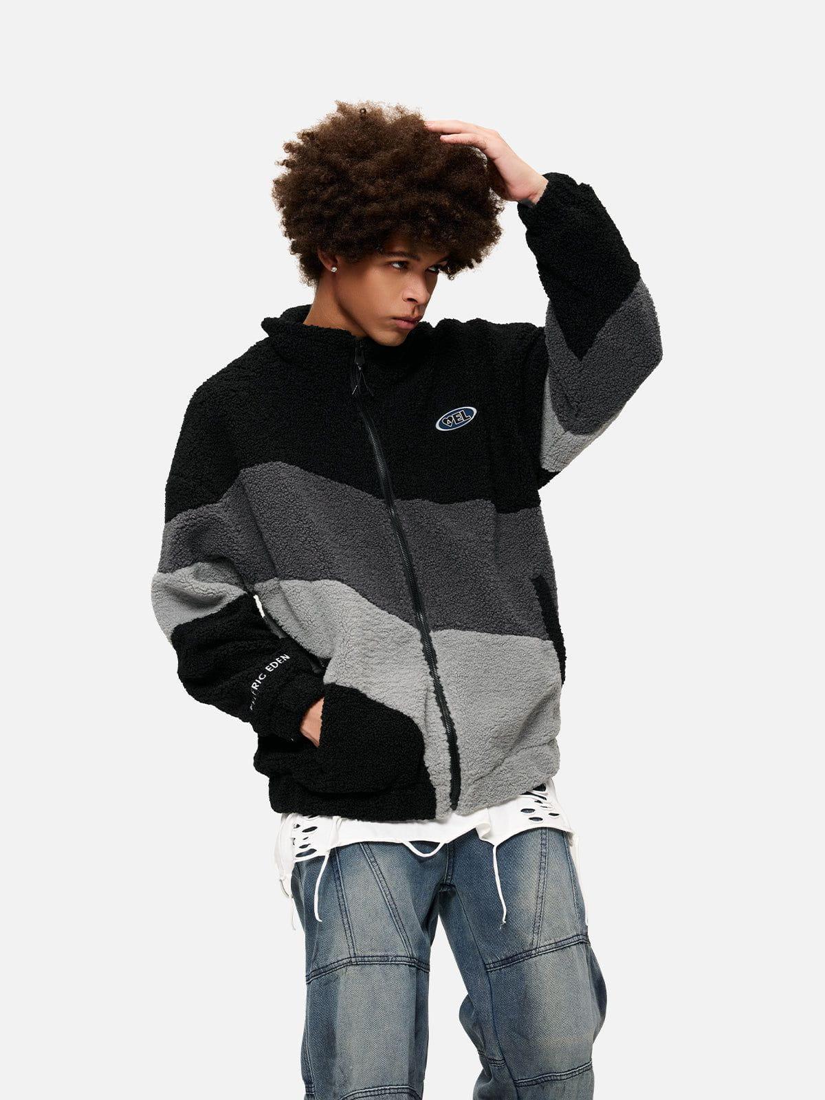 Aelfric Eden Patchwork Color Block Sherpa Coat Product Image