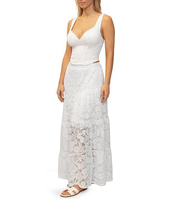 Stevie By Steve Madden Floral Lace V-Neck Corset Top Product Image