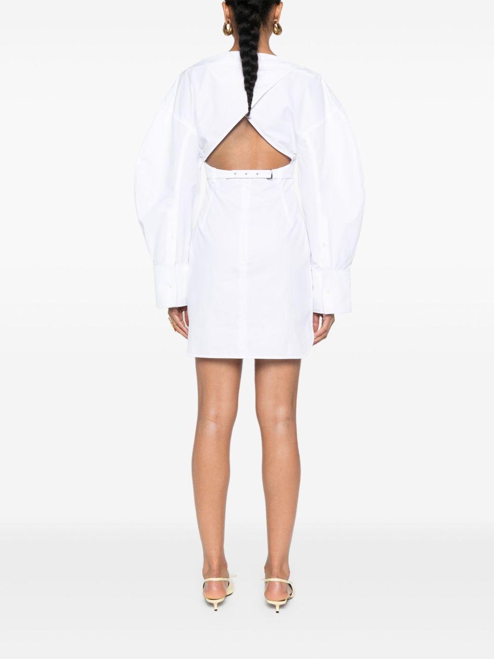 JACQUEMUS La Casaco Long Sleeve Cotton Shirtdress In White Product Image