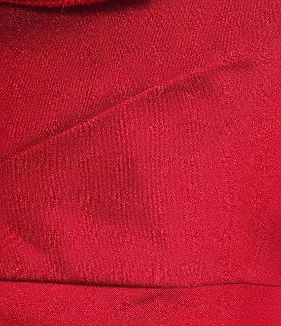 Muse by Marchesa Holly Satin 3D Floral Carnation Ruched Sweetheart Neck Asymmetrical One Shoulder Sheath Midi Dress Product Image