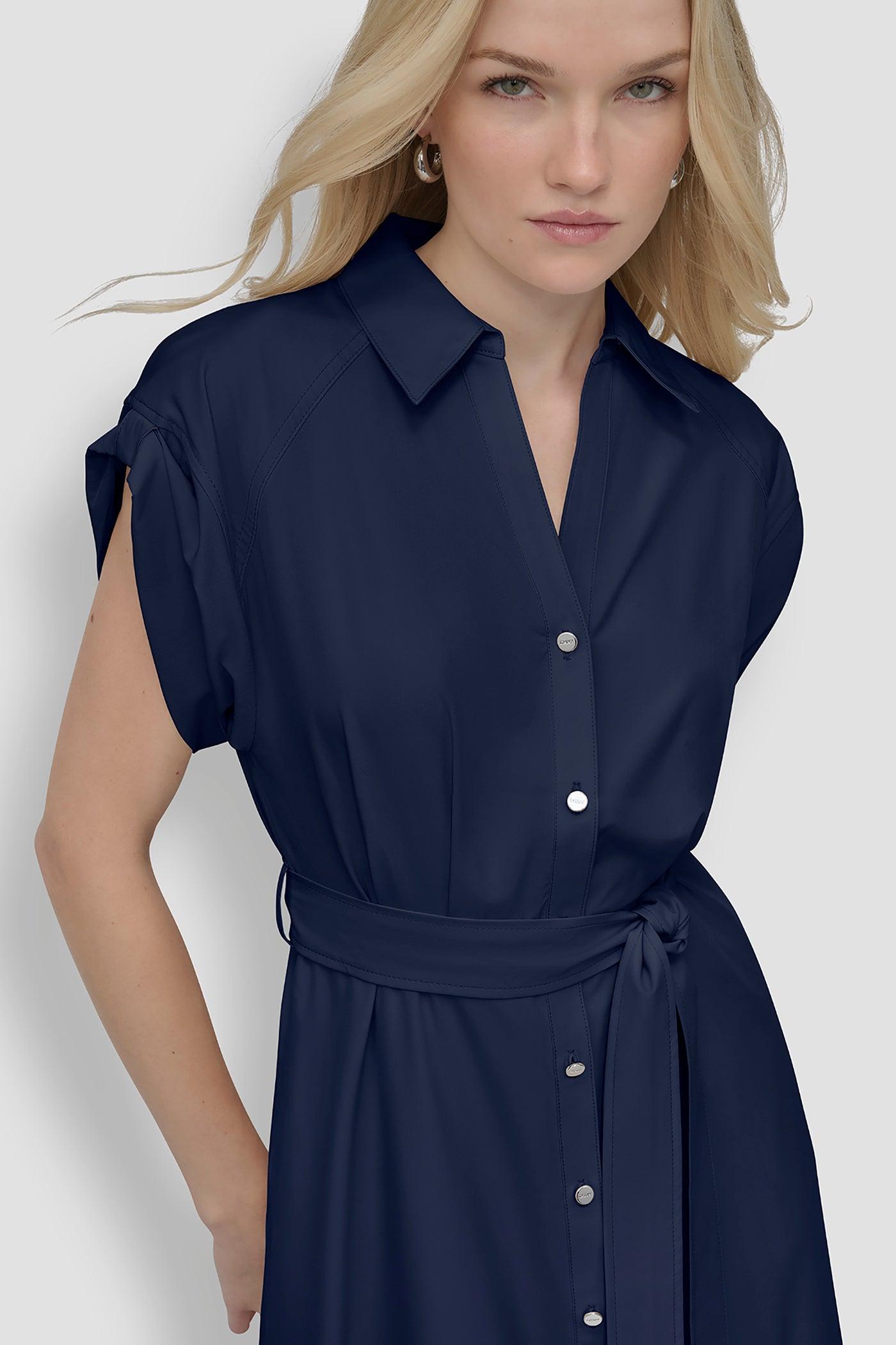 BUTTON-FRONT MIDI COMMUTER DRESS Product Image