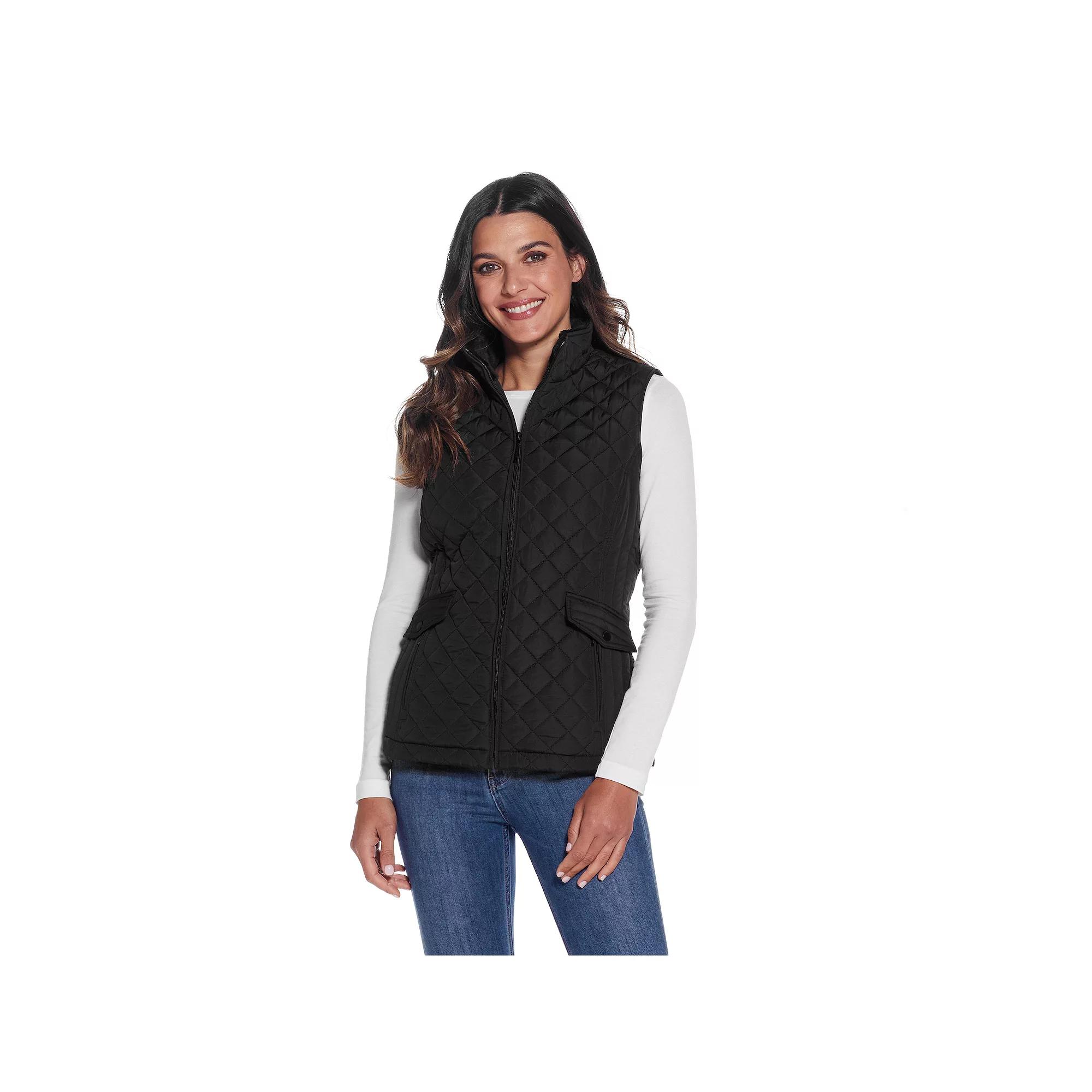 Women's Weathercast Plush Lined Quilted Vest, Size: Small, Black Product Image