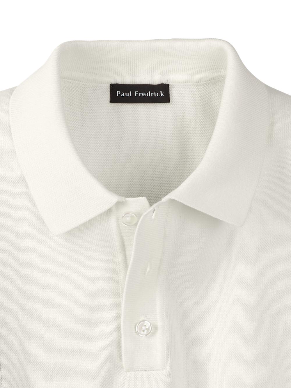 Cotton Three Button Polo - Black/white Product Image